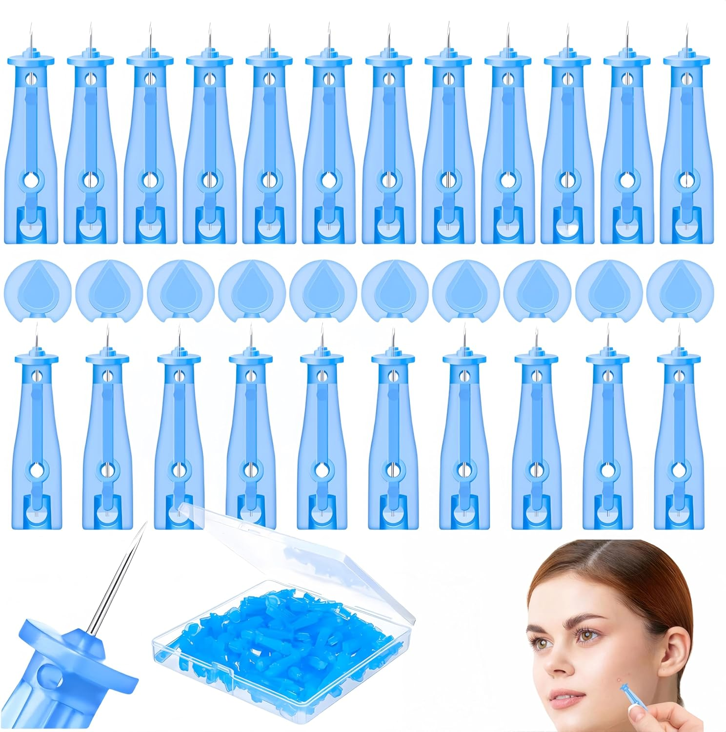 Febohao Blackhead Remover Tool 50Pcs Pimple Popper Kit Skin Care Acne Needle Nose Strips for Blackheads Pimple Extractor Pore Cleaner