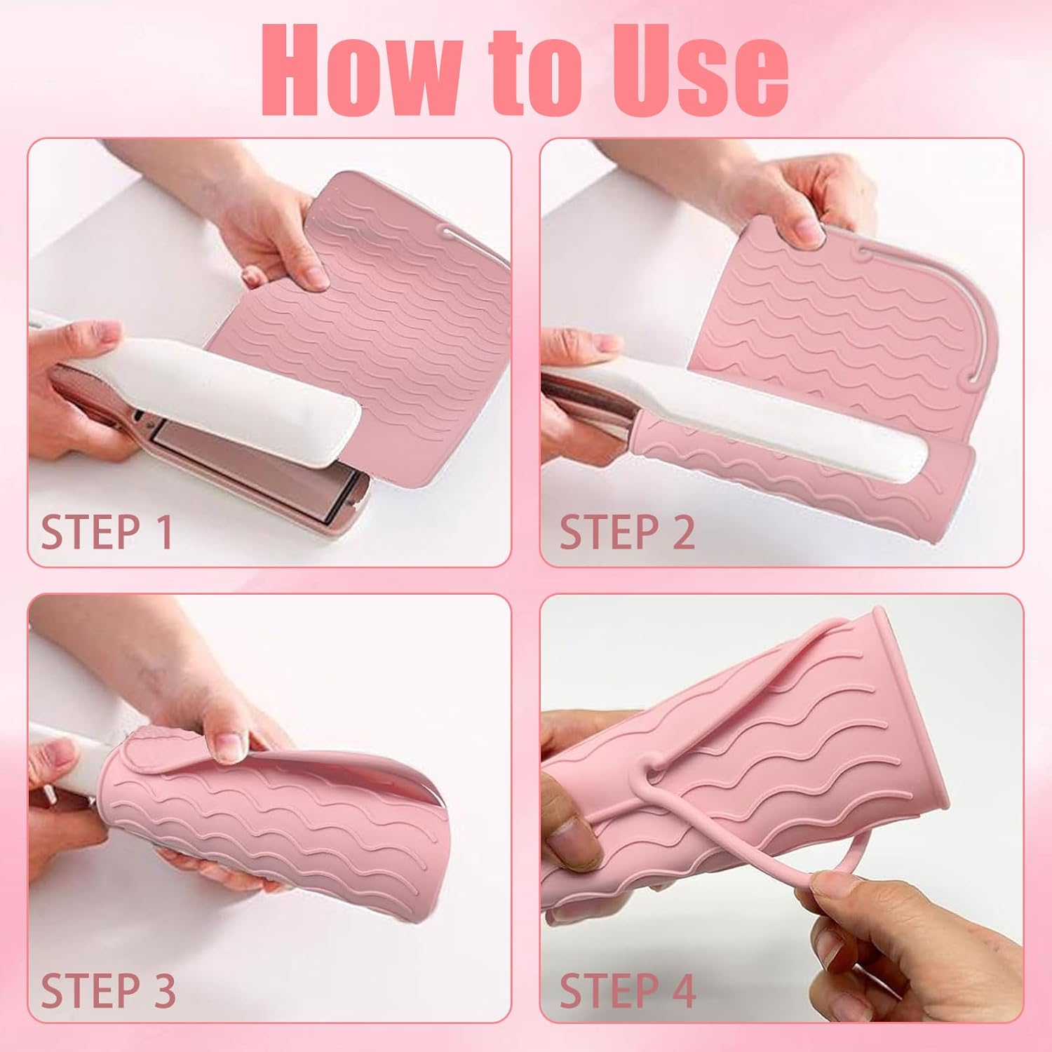 2 Pieces Heat-Resistant Mat for Curling Irons, Heat-Resistant Silicone Mat Curling Iron, Heat-Resistant Mat for Hair Straighteners, for Straightening Combs, Curling Irons, Hair Straighteners, Hair image number 2