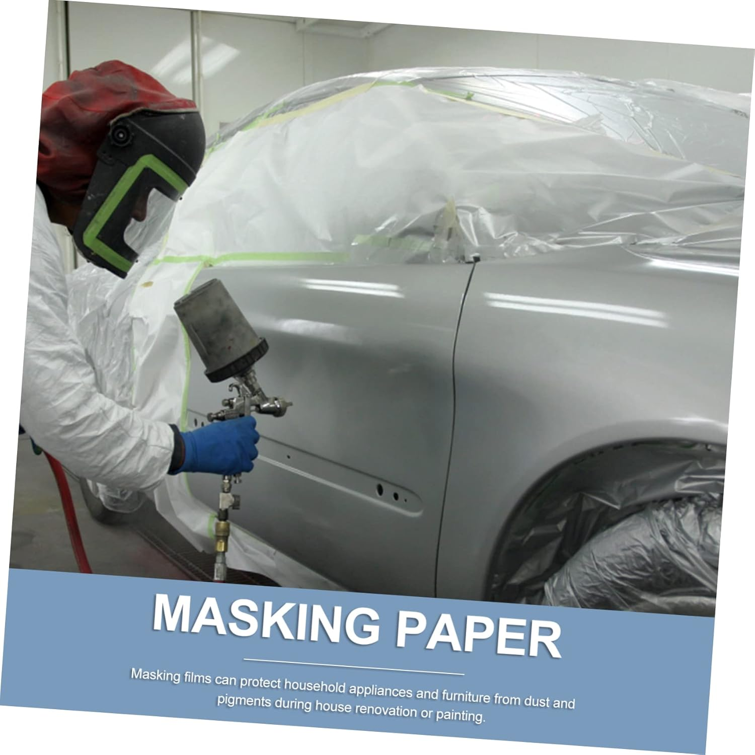 3 Rolls Masking Paper for Painting 20 Meters Auto Masking Film for Car Paint Furniture Protection Window Frames Light Household Appliances Picnic Mat Covering image number 6