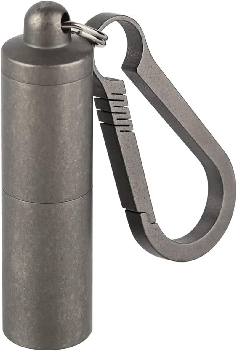 SW631 Titanium Portable Pill Case Keychain,Large Pill Holder Keychain ,2 Compartment Waterproof Pill Box for Outdoor Travel Camping(Include a Large Titanium Keychain Clip) image number 1