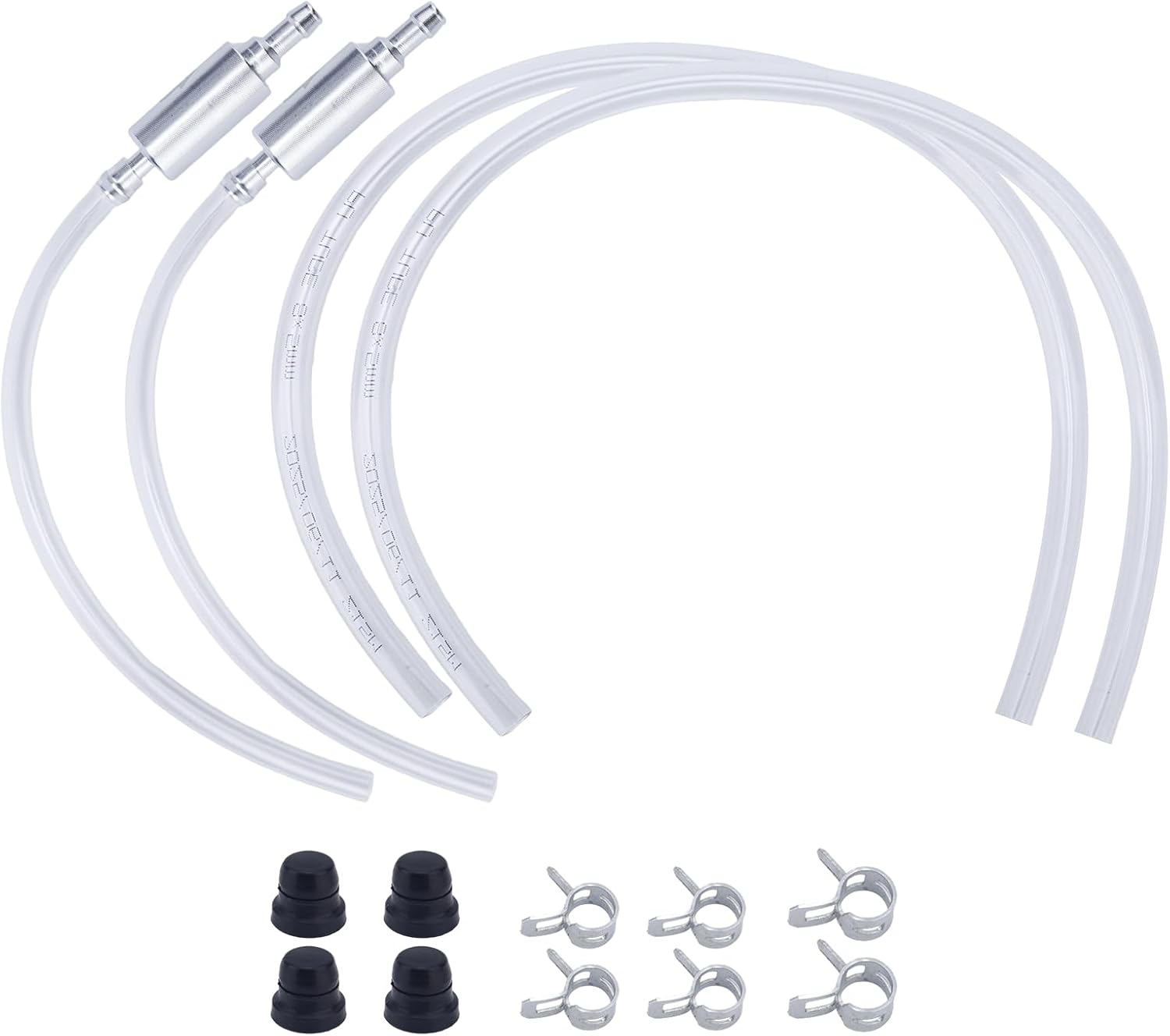 BOXOB 2 Sets Brake Bleeder Hose, Bleeding Tool Kit One Way Check Valve Tube with Rubber Cap & Clamp Brakes Bleeder Tubing for Car Motorcycle Clutch Modification Maintenance Travel Refueling image number 1