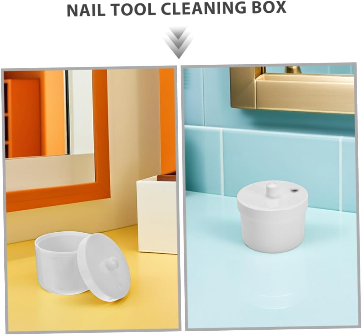 Gatuida 3Pcs Nail Tool Cleaner Box with Fast Soaking Bowl Plastic Manicure Storage Container Portable Compact Organizer for Nail Salons and Home Use image number 6