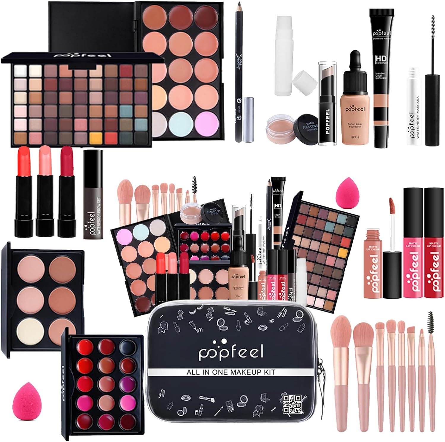 KARUIZI Makeup Kit All-In-One Makeup Gift Set for Women Full Kit, Eyeshadow Palette, Lip Gloss Set, Lipstick, Blush, Foundation, Concealer, Mascara, Eyebrow Pencil,Include Brush Set(Kit019) image number 4