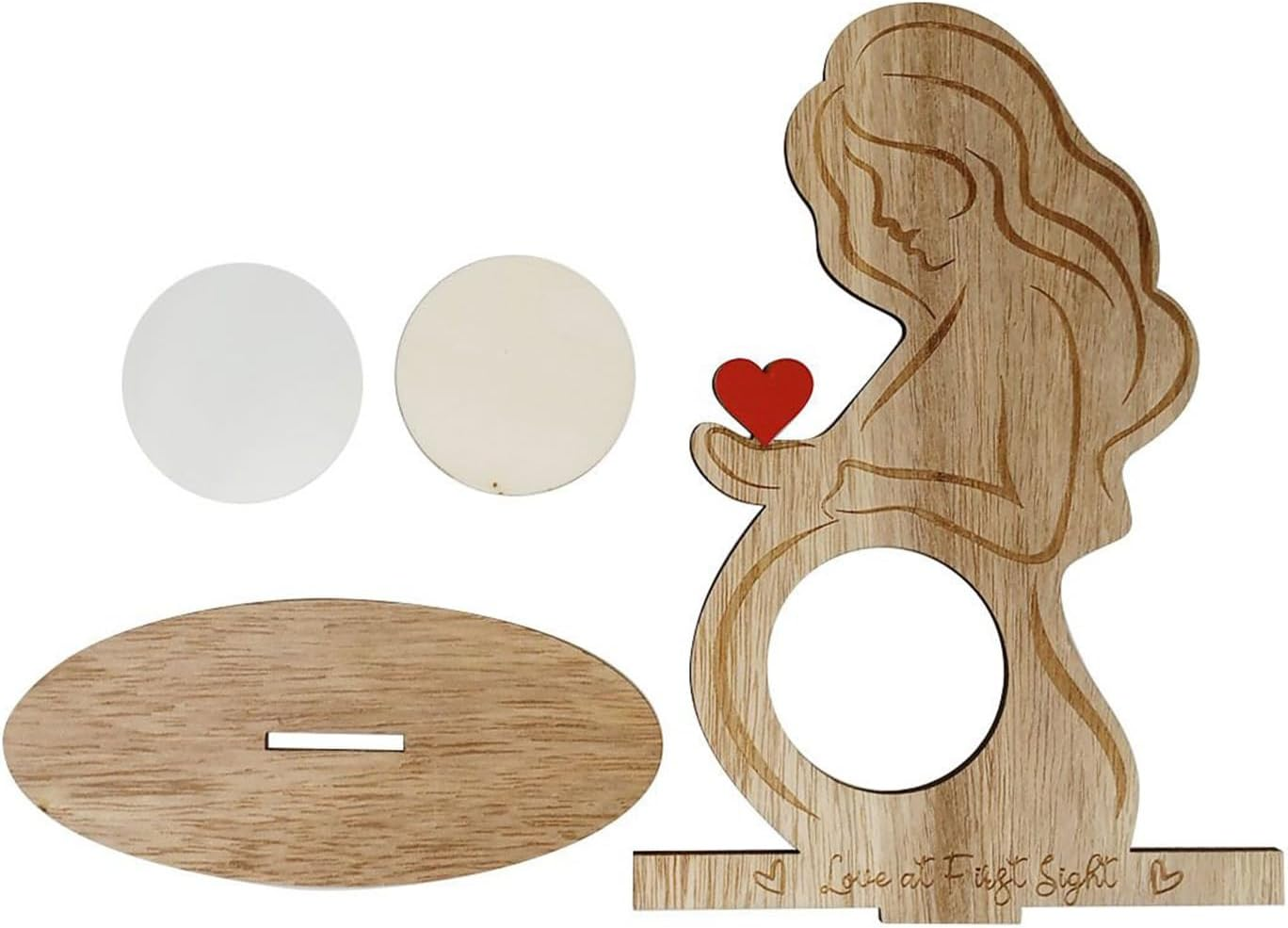 Ultrasound Frame, Pregnancy Photo Holder, Wooden Keepsake Display, Announcement Present, for Bedroom Living Room Tabletop Decor, 8.07X5.71X2.44 Inches, Natural, 1 Piece image number 6