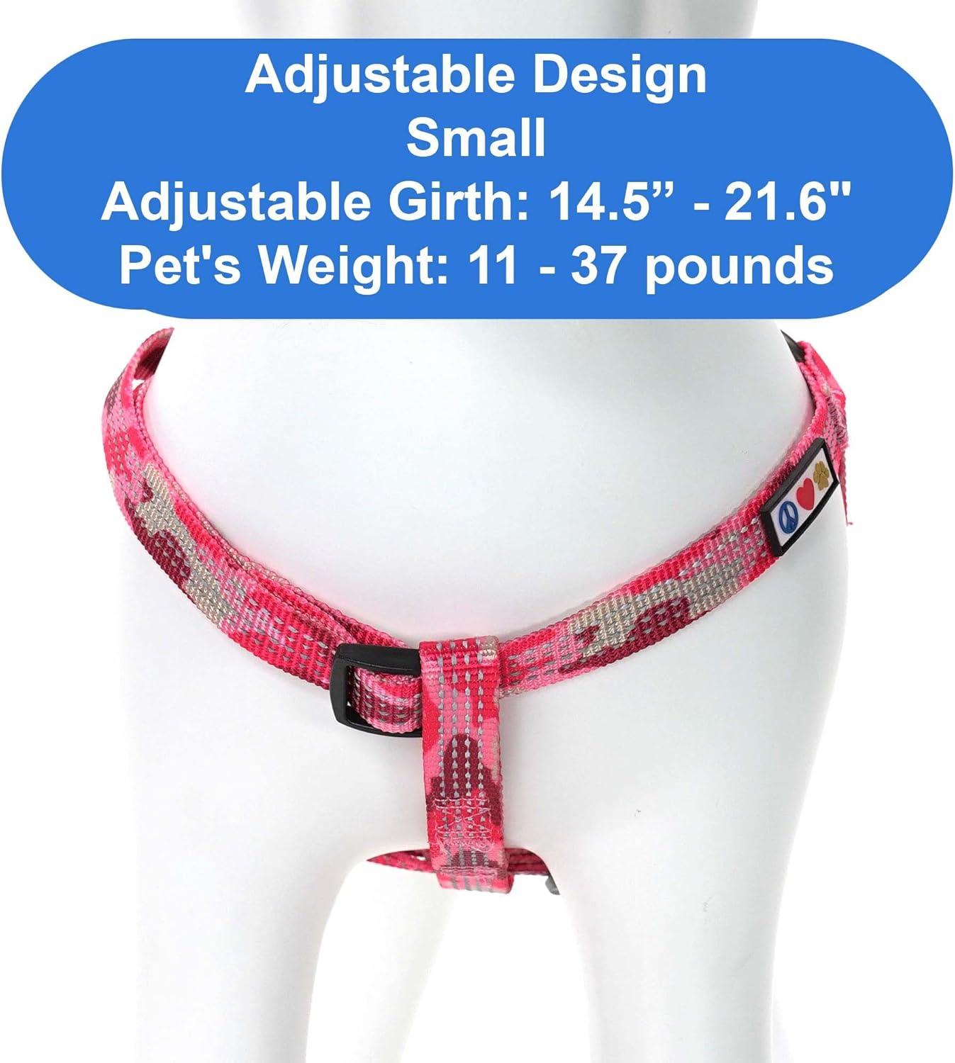 Pawtitas Reflective Step in Dog Harness or Reflective Vest Harness, Comfort Control, Training Walking of Your Puppy/Dog Harness Small S Pink Camo image number 1