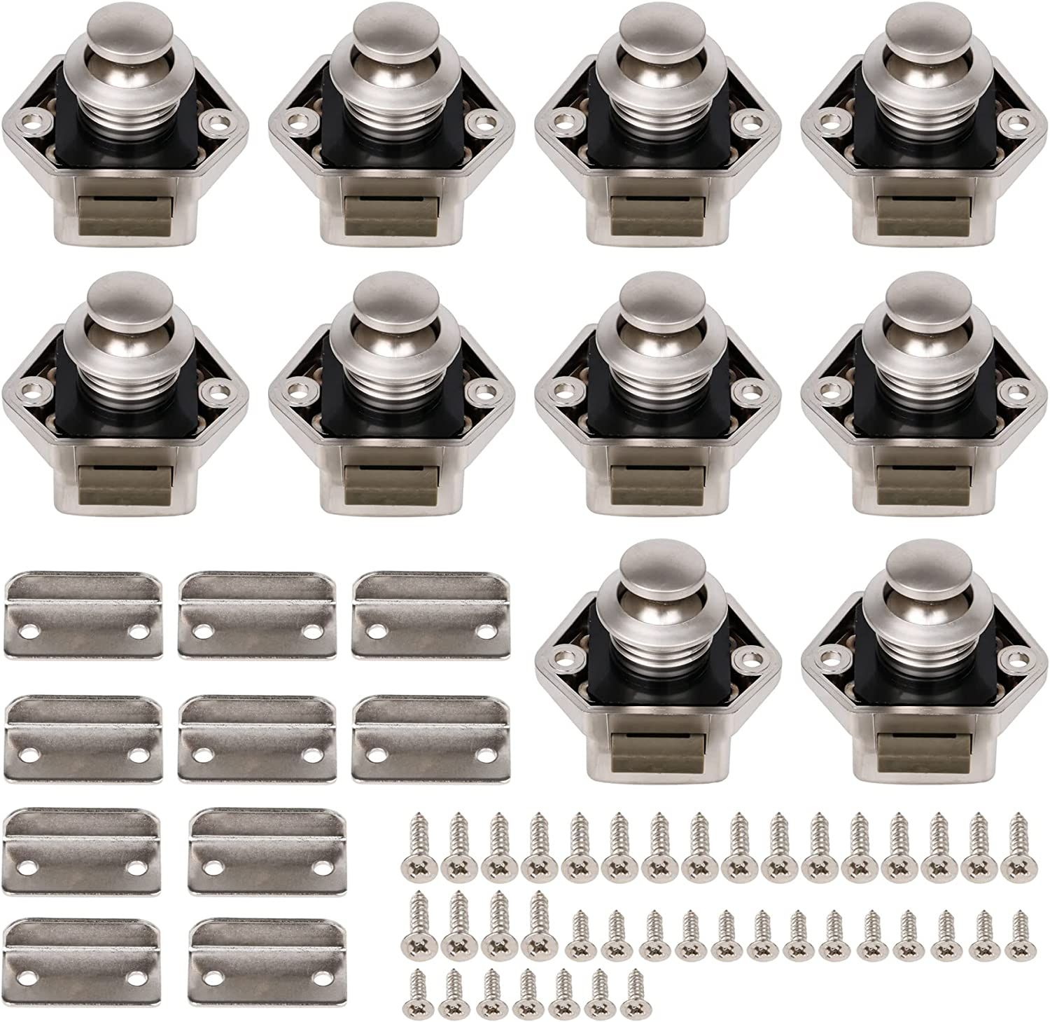 BQLZR 20Mm Opening Hole Push Button Keyless Lock Latch Cupboard Caravan Lock for RV Drawer Cabinet Door Thickness 15-27Mm Pack of 10 image number 4