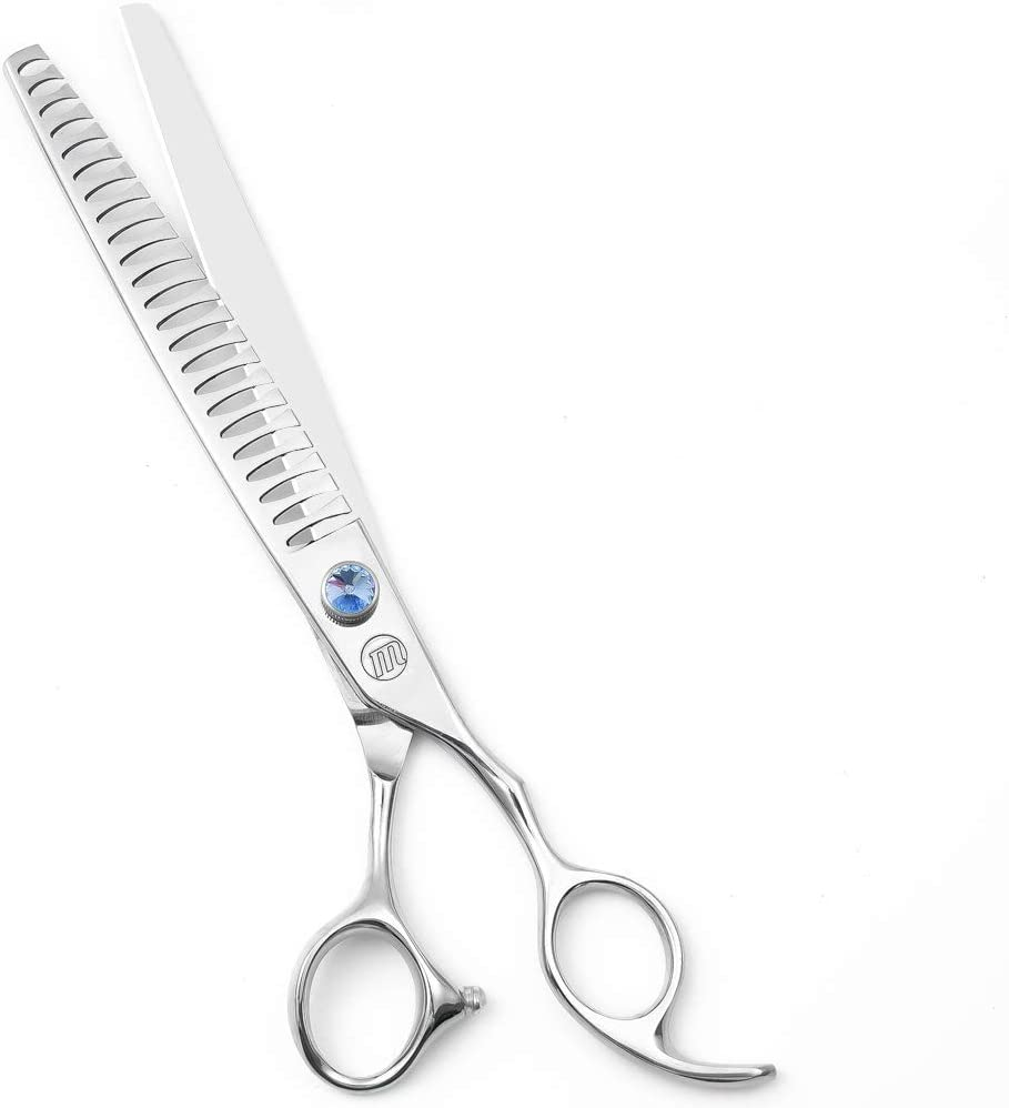 Professional Dog Grooming Curved Straight Thinning/Blending/Chunking Scissors Kit JP-440C Stainless Steel Pet Cat Hair Cutting/Trimming Shears Silver (8" (23-Tooth)) image number 5