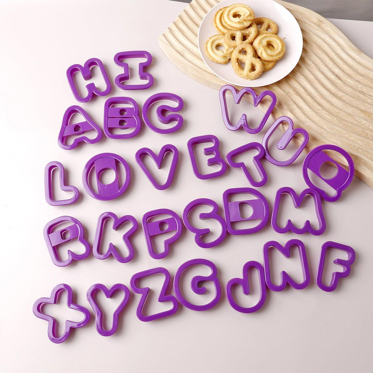 26Pcs Large Alphabet Cookie Cutters Plastic A-Z Letter Biscuit Fondant Cutters Mould for DIY Sugarcraft Biscuit Pastry Baking (Alphabet) - Alphabet image number 2