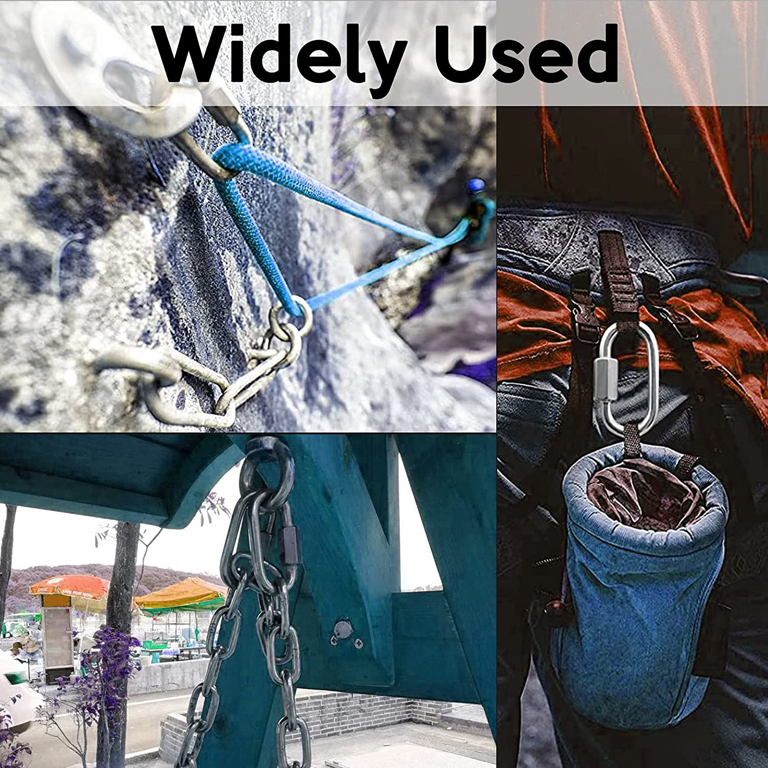 Worthplanet 10 Packs Stainless Steel Oval Carabiner Threaded Quick Link M4/M5/M6/M8 for Hammock, Camping and Outdoor Equipment W060007