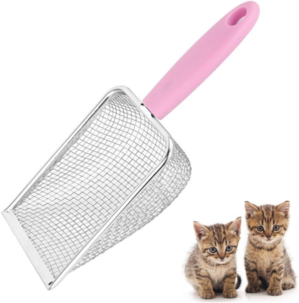 Jindizi Stainless Steel Reptile Sand Substrate Scoop, 1Pc, Pink, 26.5X9.8Cm/10.43X3.86Inch, Cat Litter Scoop, Reptile Sand Substrate