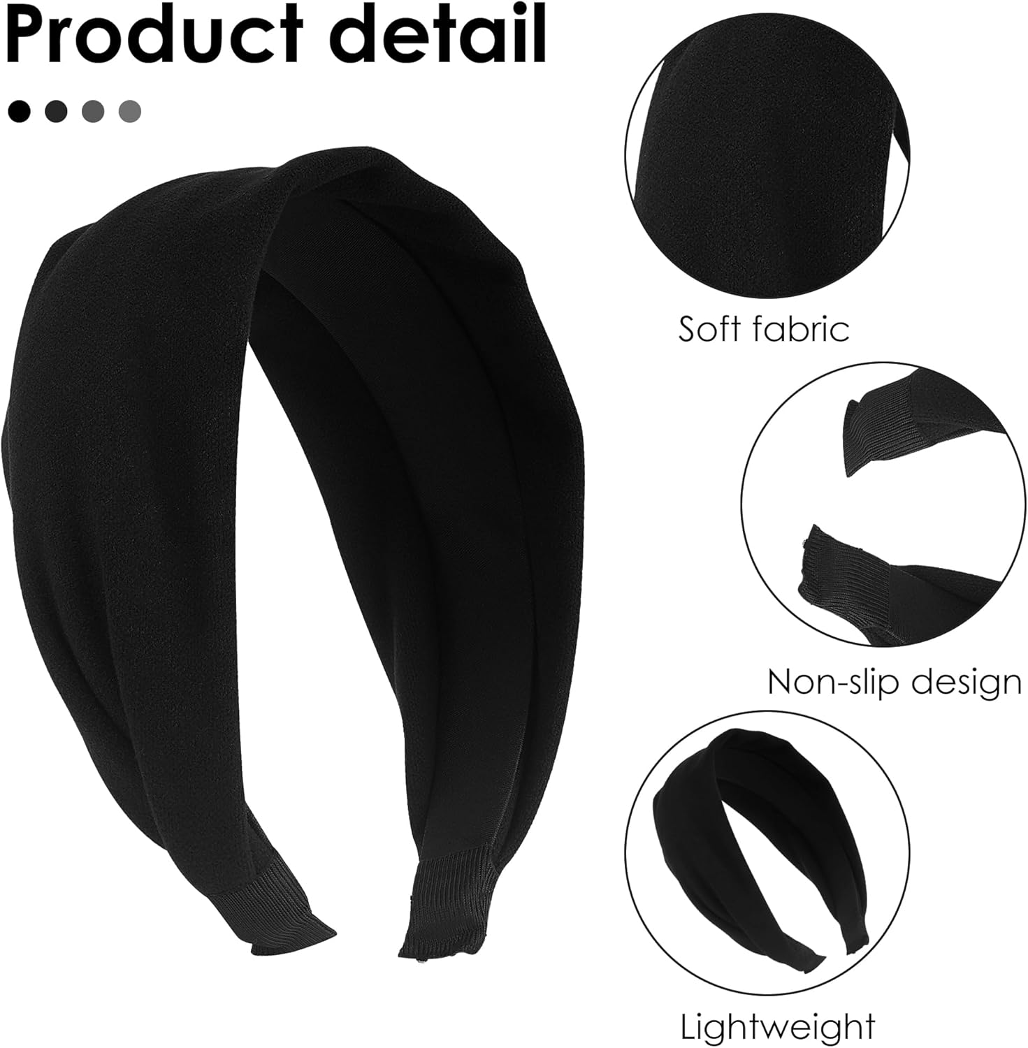 Linkidea 2 Pack Women'S Extra Wide Headbands 2.6" Wide, Soft Stretchy Fabric Non Slip Elastic Hair Band for Girls, Breathable Headbands for Yoga Hair Accessories (Black) image number 3