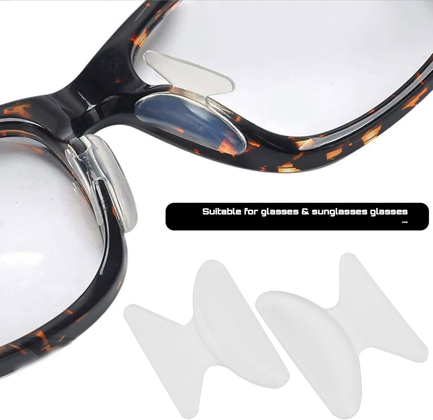 Emagtech 10 Pairs Butterfly Adhesive Nose Pads 1.8Mm Eyeglass Nose Pads for Reading Glasses Sunglasses Spectacles (5 Pairs Black + 5 Pairs Clear) image number 6