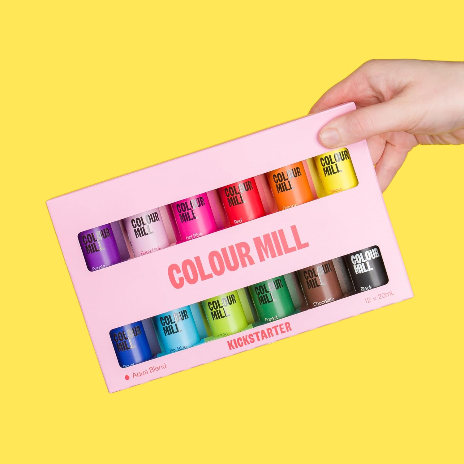 Colour Mill Kickstarter Pack Aqua Blend Water-Based Food Colouring, 12 Colours X 20Ml Each: Baby Pink, Black, Chocolate, Forest, Hot Pink, Lime, Orange, Purple, Red, Royal, Sky Blue, Yellow image number 4