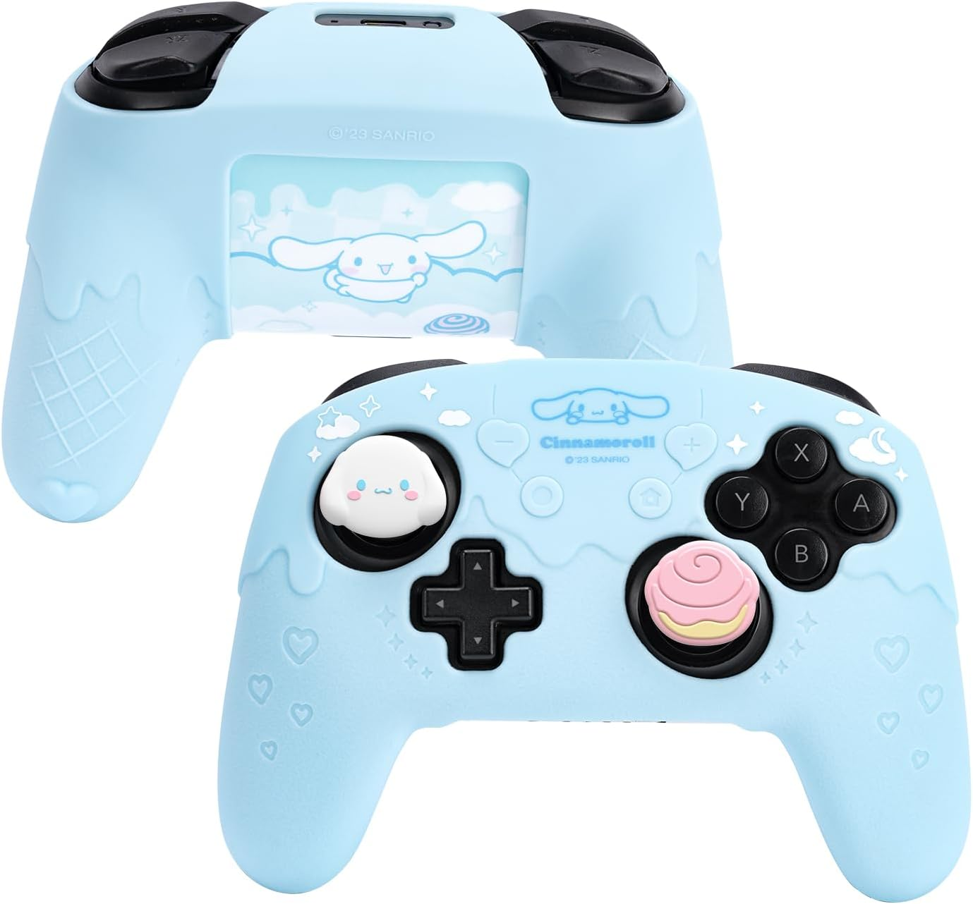 Skin for Switch Pro Controller, Soft Silicone Cover Case, Anti-Slip Grip Protector with 2 Thumb Grip Caps and 2 Stickers (Deg-Blue) image number 6