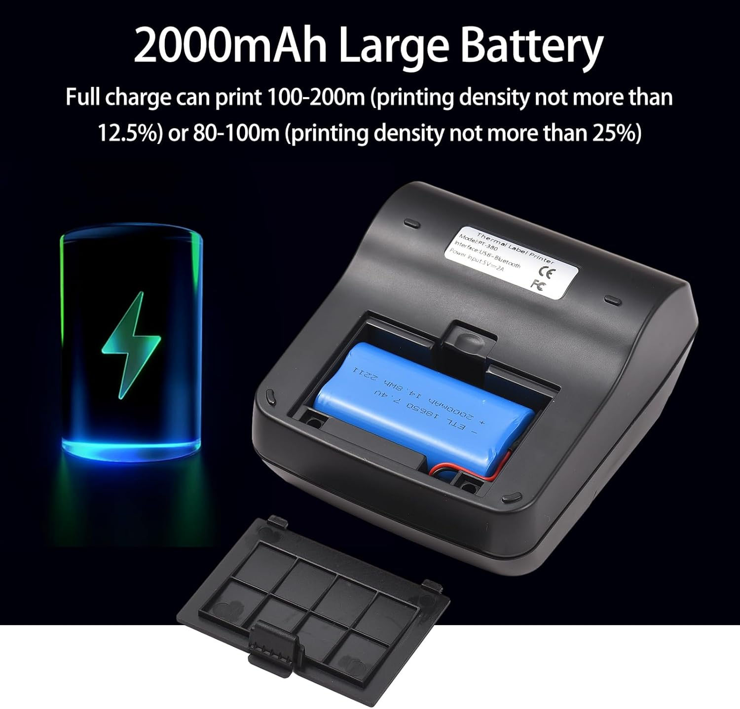 LAPOOH Portable 80Mm Receipt Label Printer Wireless BT Thermal Receipt Printer Mobile Bill Printer Compatible with Android/Ios/Windows System ESC/POS Print Command for Small Business Restaurant image number 5