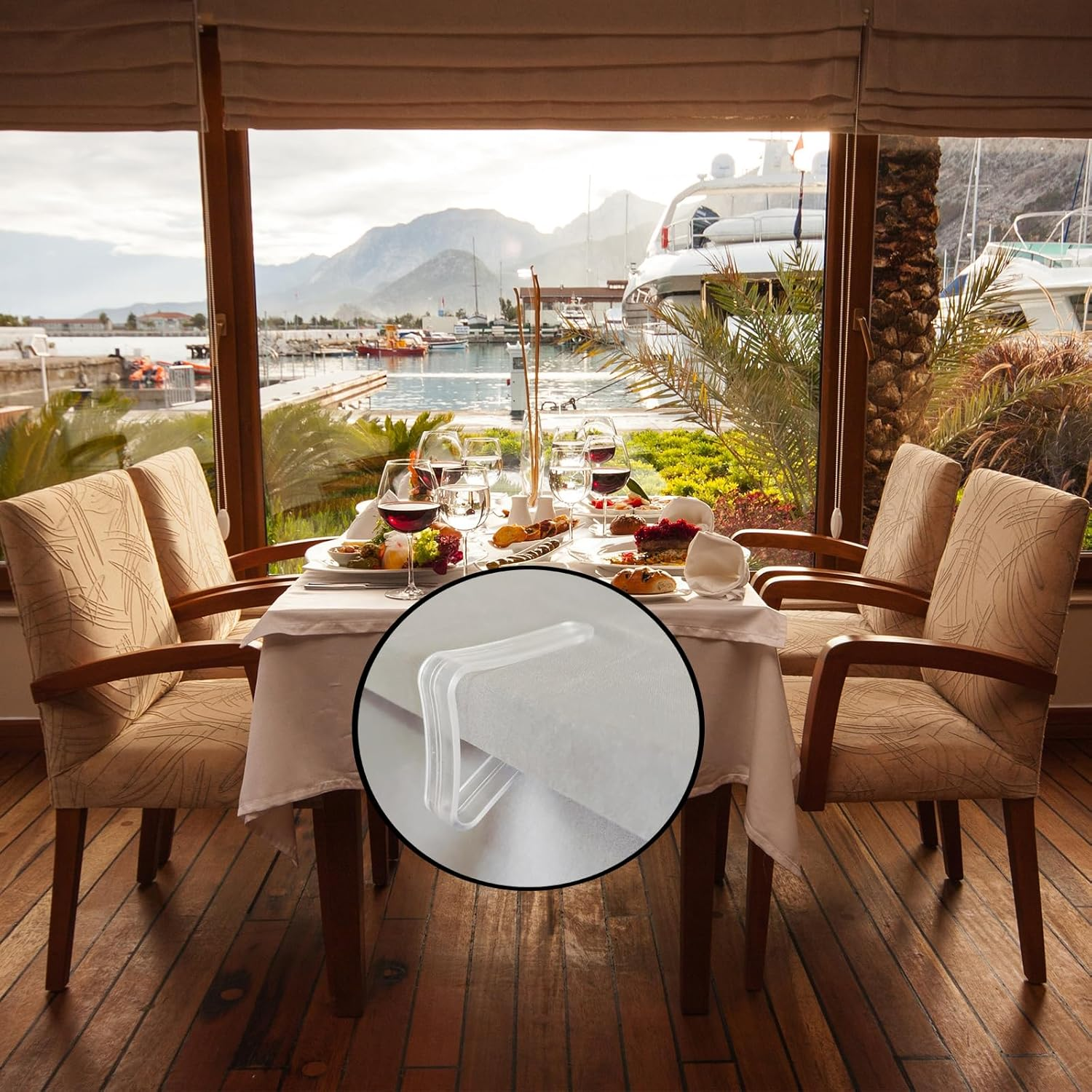 GERILKAI 24 Pack Tablecloth Clips - Clear Plastic Table Cloth Hold Clips -Outdoor Tablecloth Clips for Home Wedding Party Indoor Outdoor Events image number 2