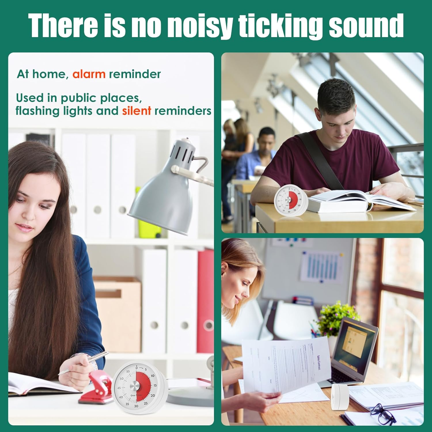 Awobepl Visual Timer 60 Minutes Magnetic Countdown Timer Compact Desk Timer No Ticking Kids Visual Timer for Classroom Cooking Fitness Studying Working image number 1