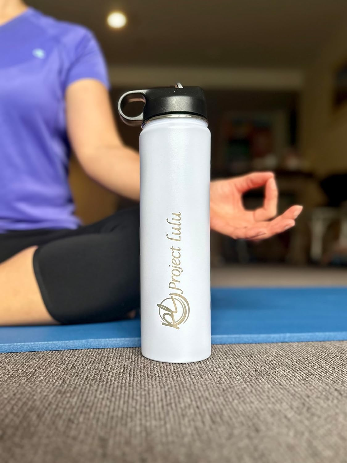 Project Lulu Insulated Stainless Steel Water Bottle Handle Flip Top with Straw 24Oz (Marshmallow White, 24Oz) - Aquamarine Dream image number 2