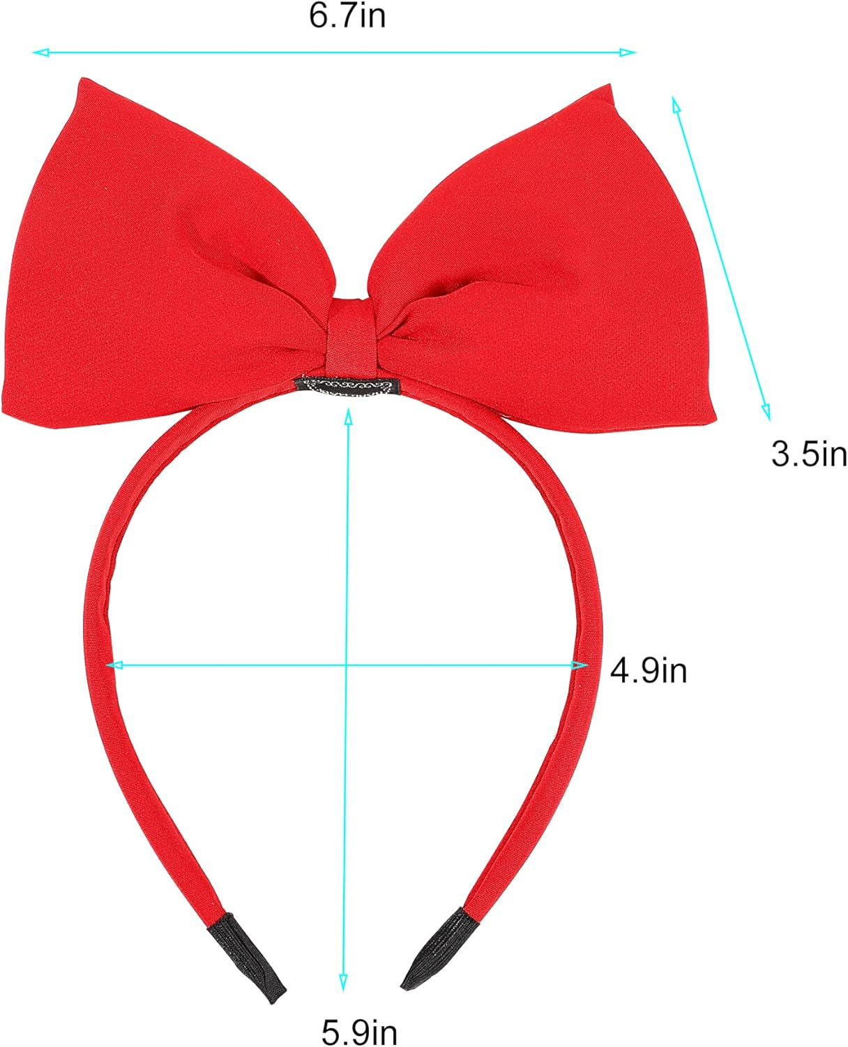 Ivyu Red Bow Headband - Blossom Powerpuff Girls, Snow White, Kiki Large Hair Band for Women, Girls, Halloween - Black Bow image number 5