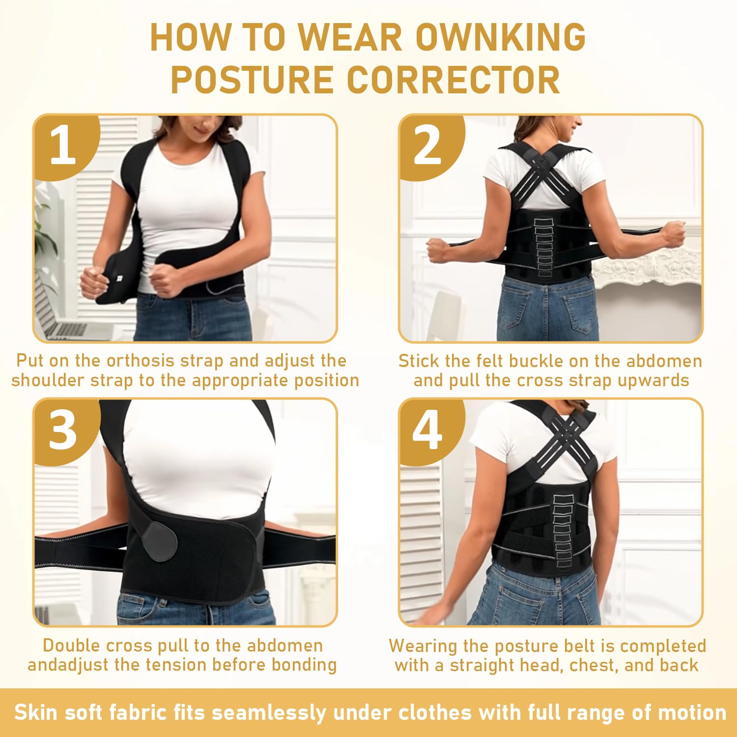 New Upgrade Posture Corrector Back Straighter, Instant Back Brace Posture Corrector for Women and Men with Spine, Lumbar Support, Upgraded Material and Enhanced Edition, More Durable and Odorless, XL image number 3