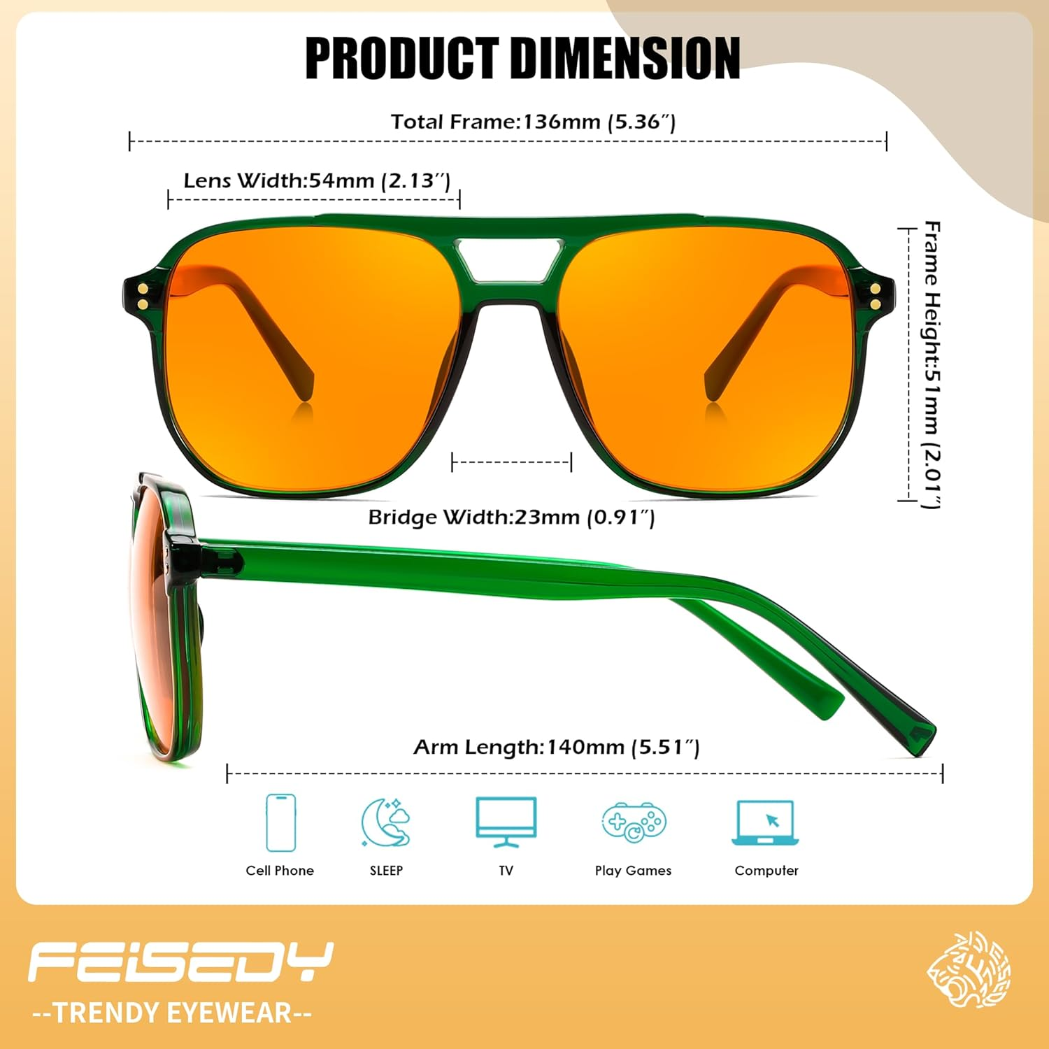 FEISEDY Blue Light Blocking Glasses, Gaming Glasses for Men Women anti Fatigue Glare Computer Glasses G2835 image number 3