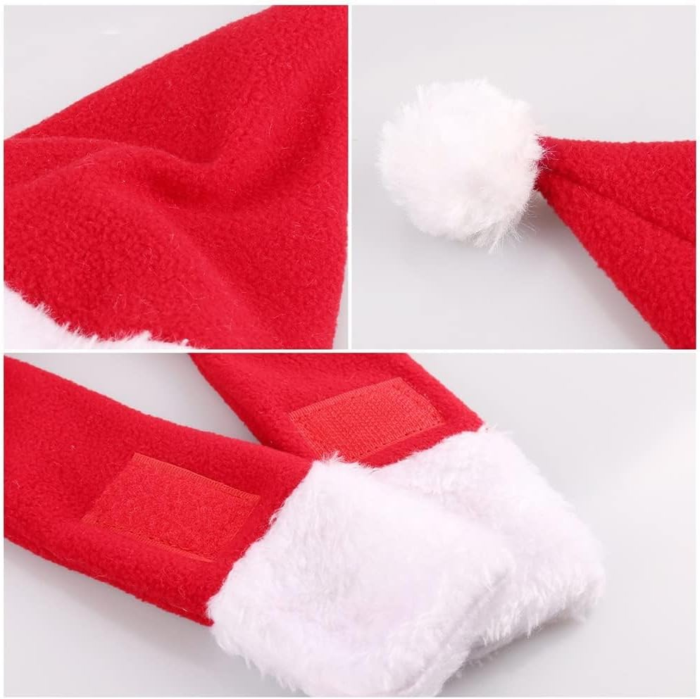 XIMISHOP Pack of 2 Christmas Cat Dog Costume with Red Christmas Hat and Scarf Decoration Christmas Costume Cat Clothing Dog Clothing for Christmas Outfit Cosplay Party image number 5