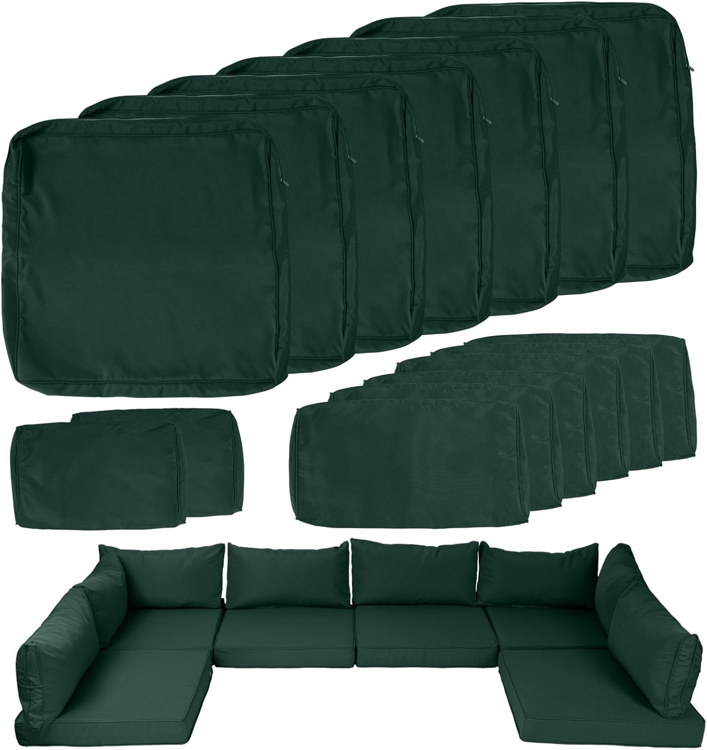 14 Piece Outdoor Patio Cushion Covers Replacement, Waterproof Outdoor Furniture Cushion Covers, Fit 7 Pcs 6 Seater Wicker Rattan Patio Conversation Sofa Set, Black & White Stripes(Only Cover) image number 5