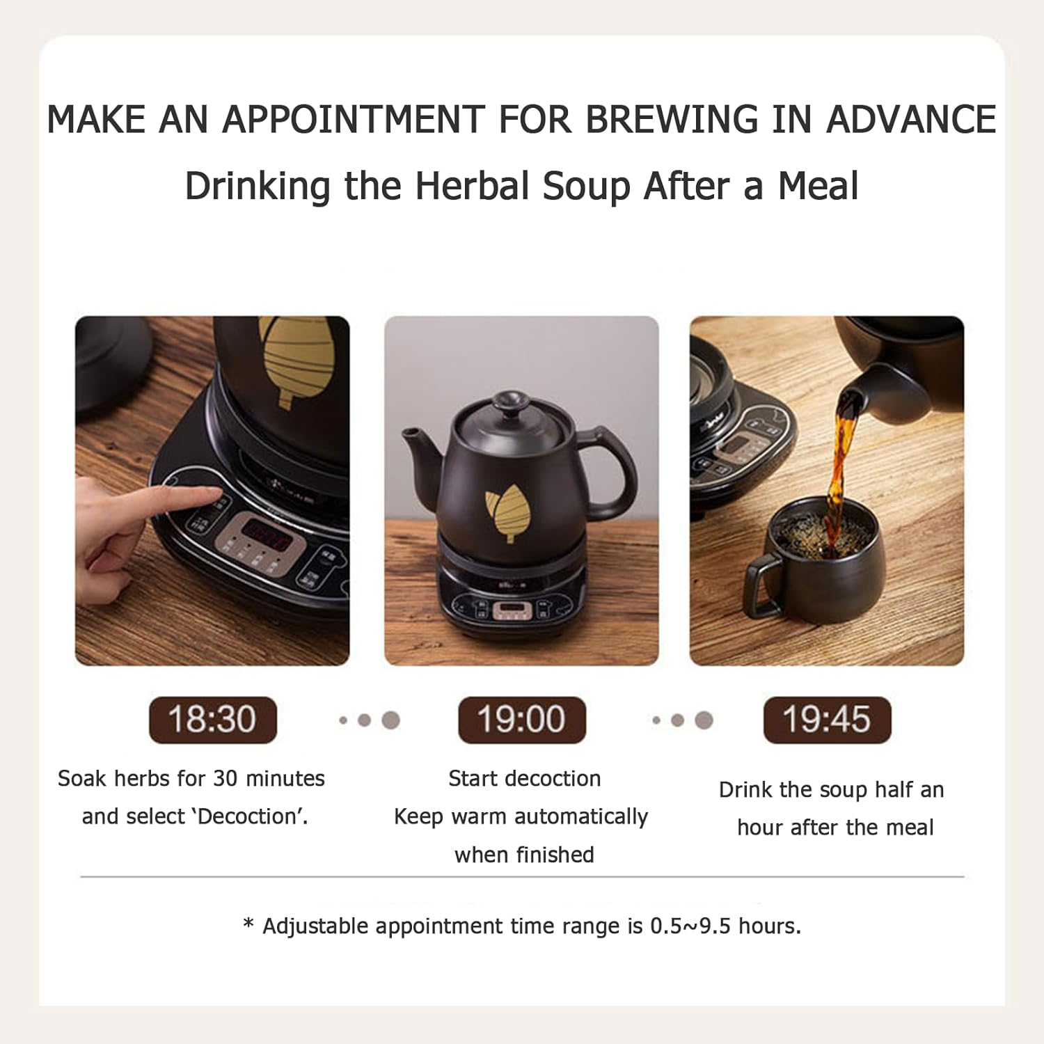 TECHBEAR Health Chinese Medicine Pot, 3L Automatic Herbal Medicine Cooker Ceramic Pot with 8 Hours Keep Warm, Multi-Function Electric Chinese Herb Tea Kettle for Home image number 4