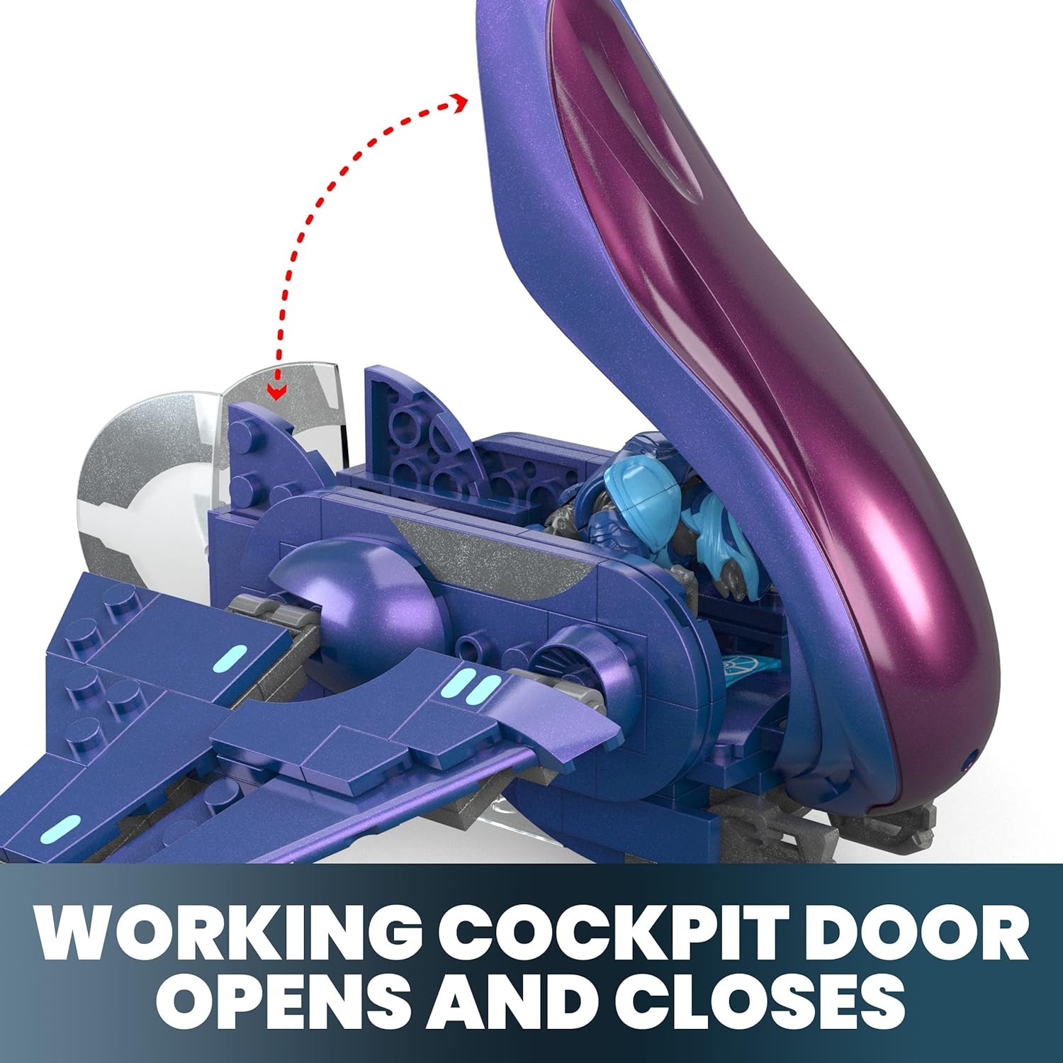 MEGA Halo Renegade Banshee - Buildable Renegade Banshee Airplane Includes 2 Super Poseable Collectible Figures, 205 Building Blocks and Pieces, for Ages 13+ - HNC56 image number 1