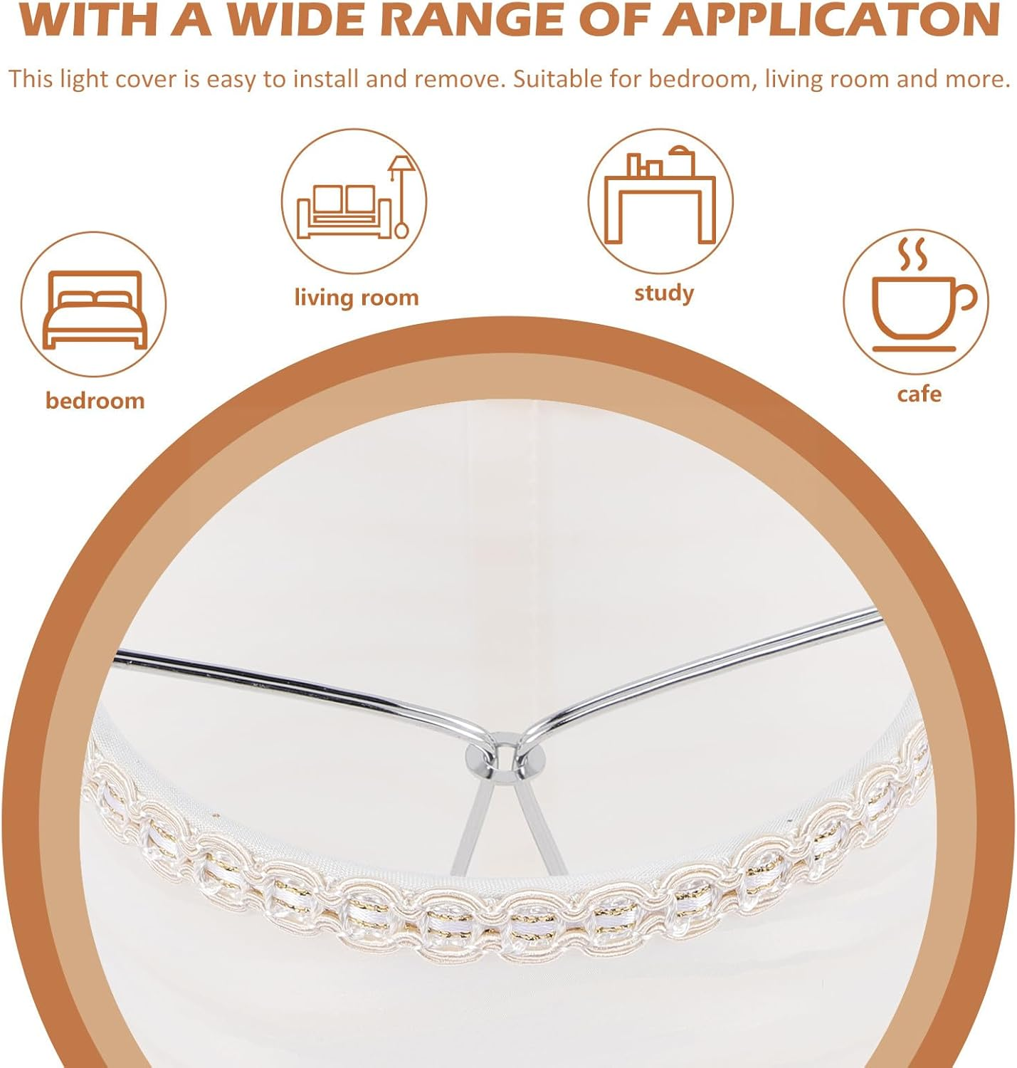 Clip-On Fabric Lamp Shade with Reflective Wave Pattern, Small Hanging Lampshade for Table Lamps and Light, Lighting Accessory for Home Use