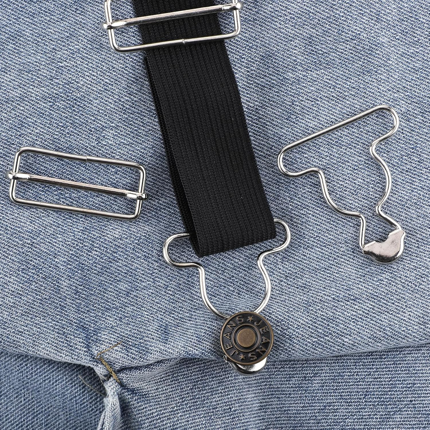 2PCS Jean Overalls Overall Buckles Adjustable Bib Clips No-Sew Button for Overall Bib Pants Overalls Jeans Jacket - Silver image number 3
