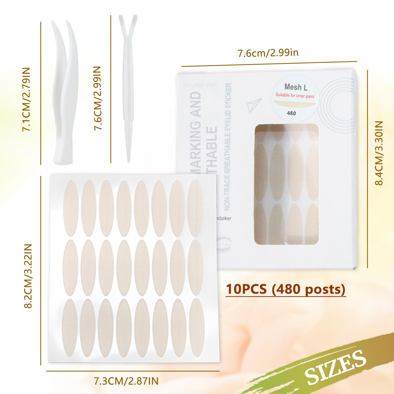 WALWAL Double Eyelid Lift Strips, Invisible Waterproof Eyelid Lifter Strips Stickers with Assisted Fit Fork Bar(480 Pcs, Oval) image number 3