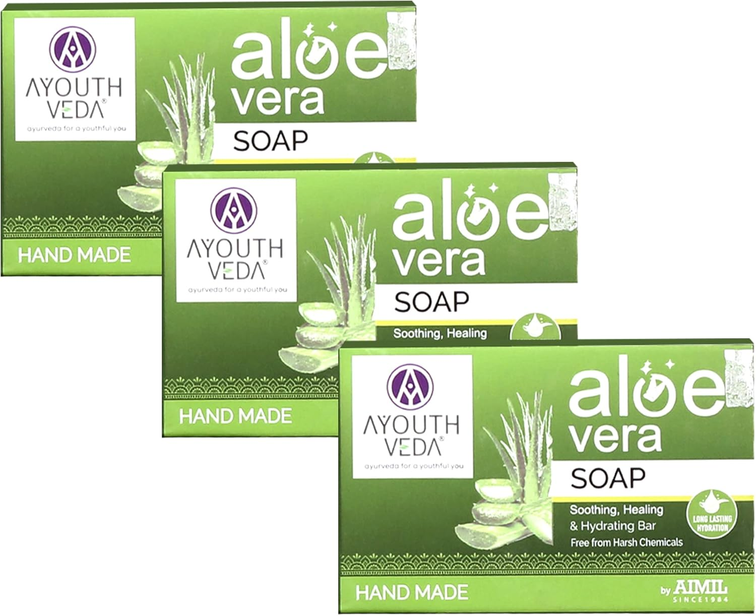 Ayouthveda Aloe Vera Bathing Soap Pack of 3 image number 5