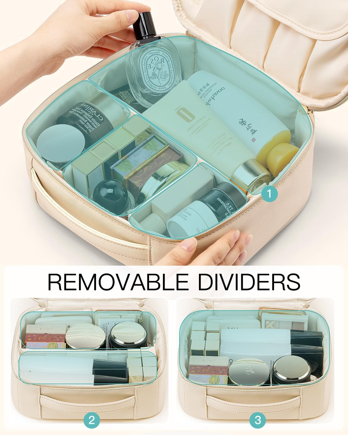 Vlando Teacher Appreciation Gifts for Women，Initial Makeup Organizer Bag,Monogrammed Bridal Shower Gifts Birthday Gift Christmas Gift(Letter G) image number 3