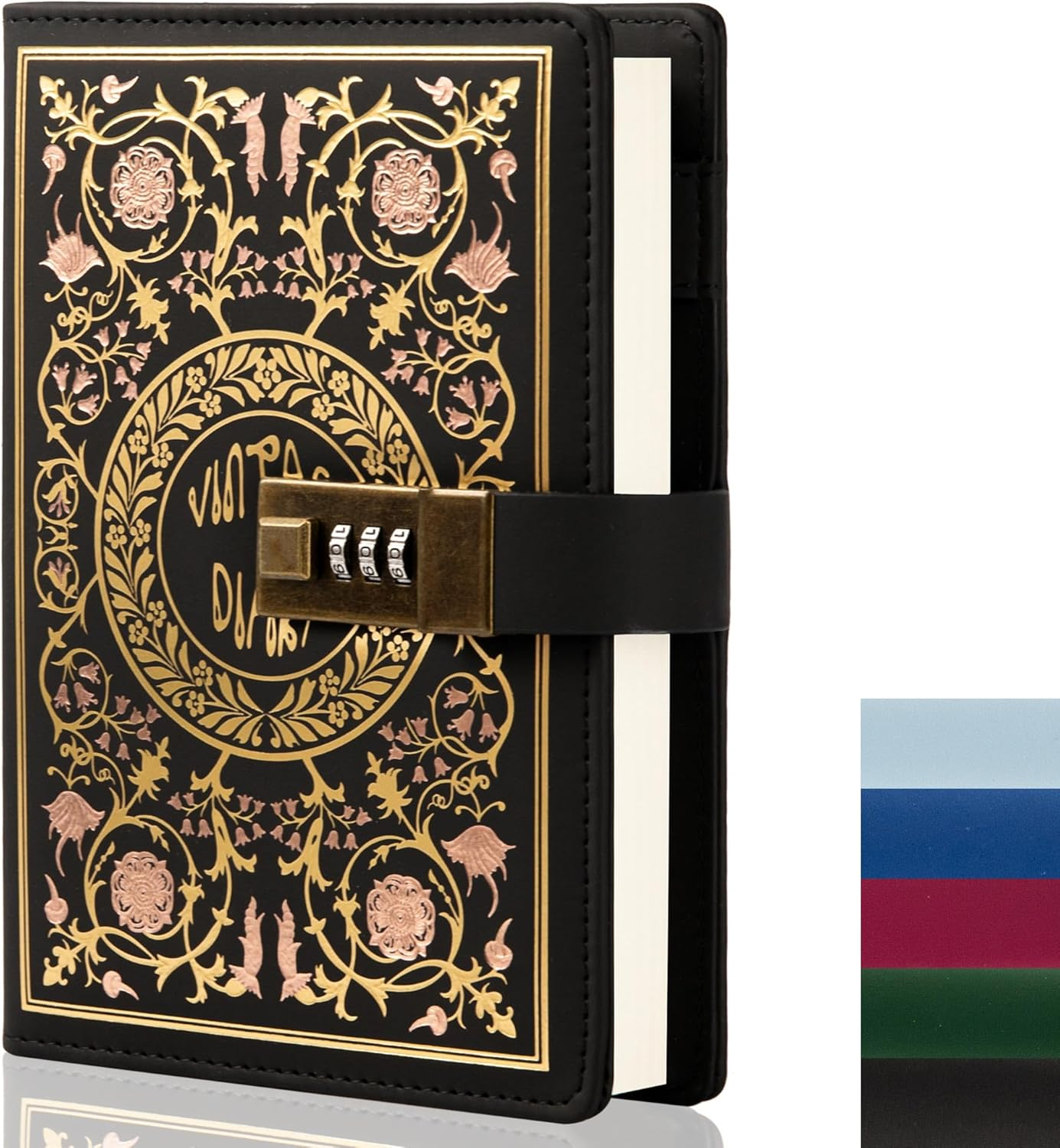 TIEFOSSI Phoenix Journal Notebook with Lock, Vintage Leather Locked Diary, B6 Travel Refillable Ruled Lined Writing Paper, Secret Password Gift Diary for Women Girls Boys (Green)