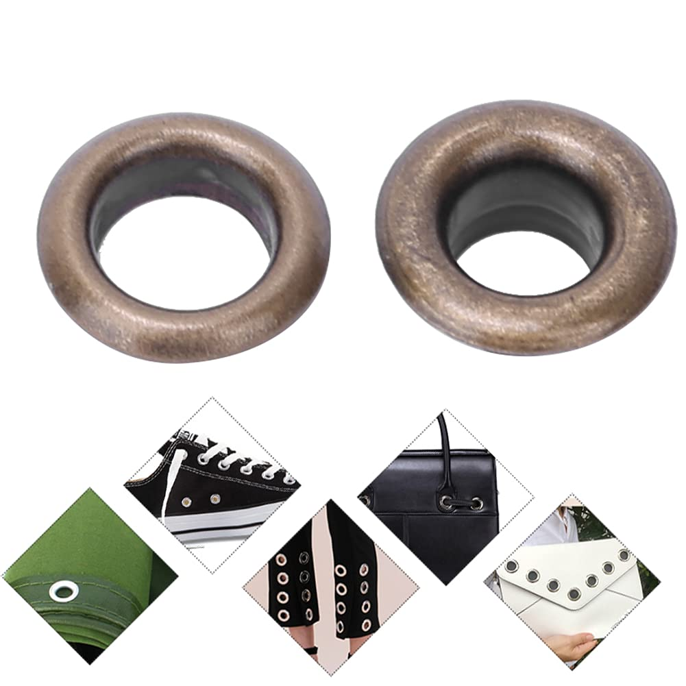 AKLOSIPY 100Pcs 5Mm Brass Double-Sided Eyelets for Leather Craft, Shoes, Belts &ndash; Silver Gray Grommets, Premium Metal Hardware (Bronze)