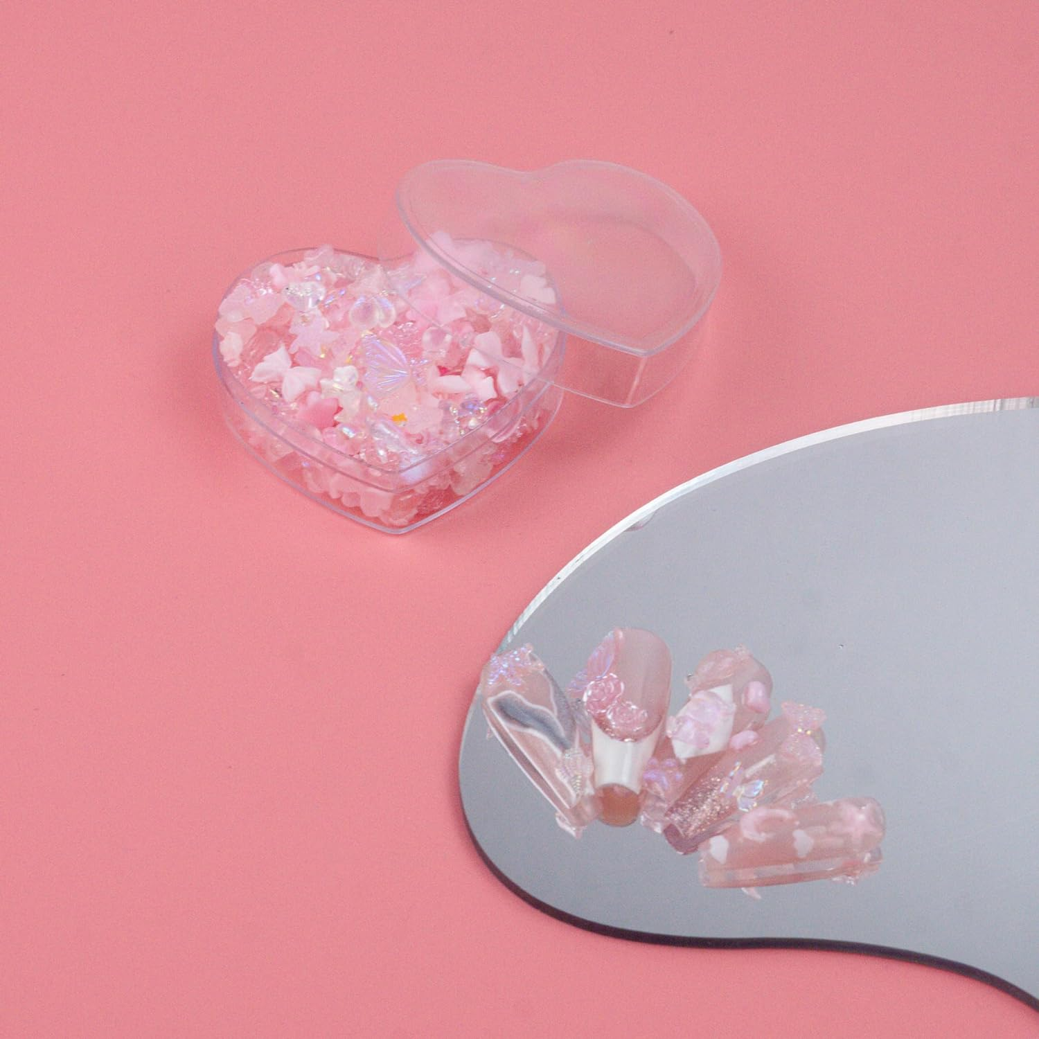 300 Pcs 3D Pink Nail Charms Y2K Kawaii Crystal for Nail Decor, Cute Bow Heart Star Moon Nail Gems Set, Nail Charms and Gems, Gifts for Women - Crystal Butterfly And Ribbon image number 4