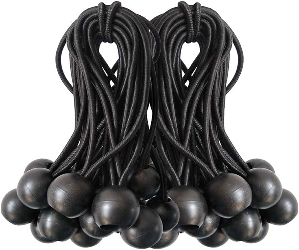 Ball Bungee Cords, 50 Packs, 4 Inch Black Tie down Cords for Tarp, Canopy Shelter, Wall Pipe, UV Resistant image number 5
