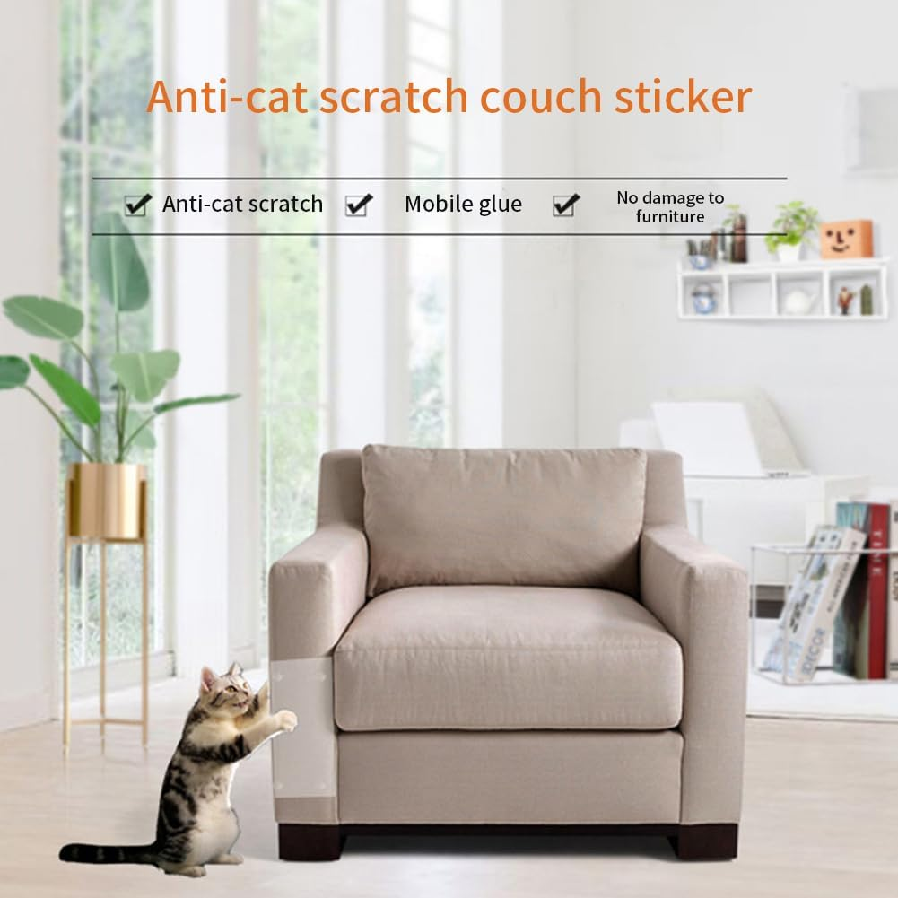 Pack of 6 Cat Sofa Scratch Protectors, 45 X 30 Cm, Protection for Sofa, Cat, Cat Scratch, Clear Sticker with 30 Fixing Nails and Pets, 2 Wall Scrapers, for Furniture, Door, Wall, image number 1
