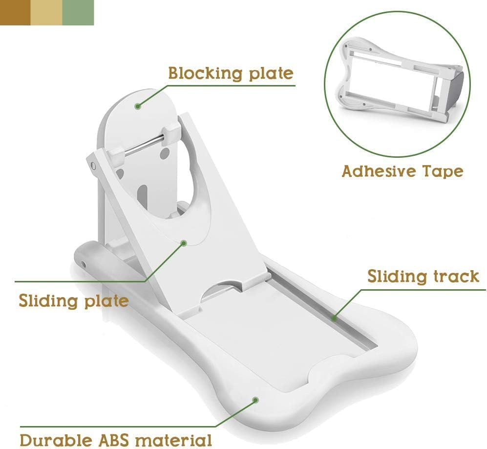 4 Pack Child Safety Sliding Door Locks White Childproof Bathroom Patio Kitchen Shutters Closets Windows Sliding Door Lock, No Screws or Drills