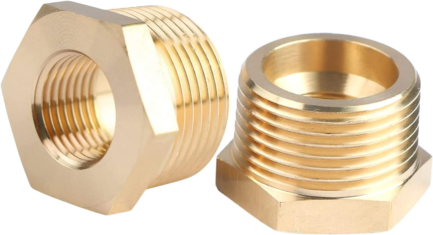 2Pcs 1" NPT Male X 3/4" NPT Female Brass Reducer Hex Bushing Threaded Fitting Adapter by CX WONDERLAND image number 3