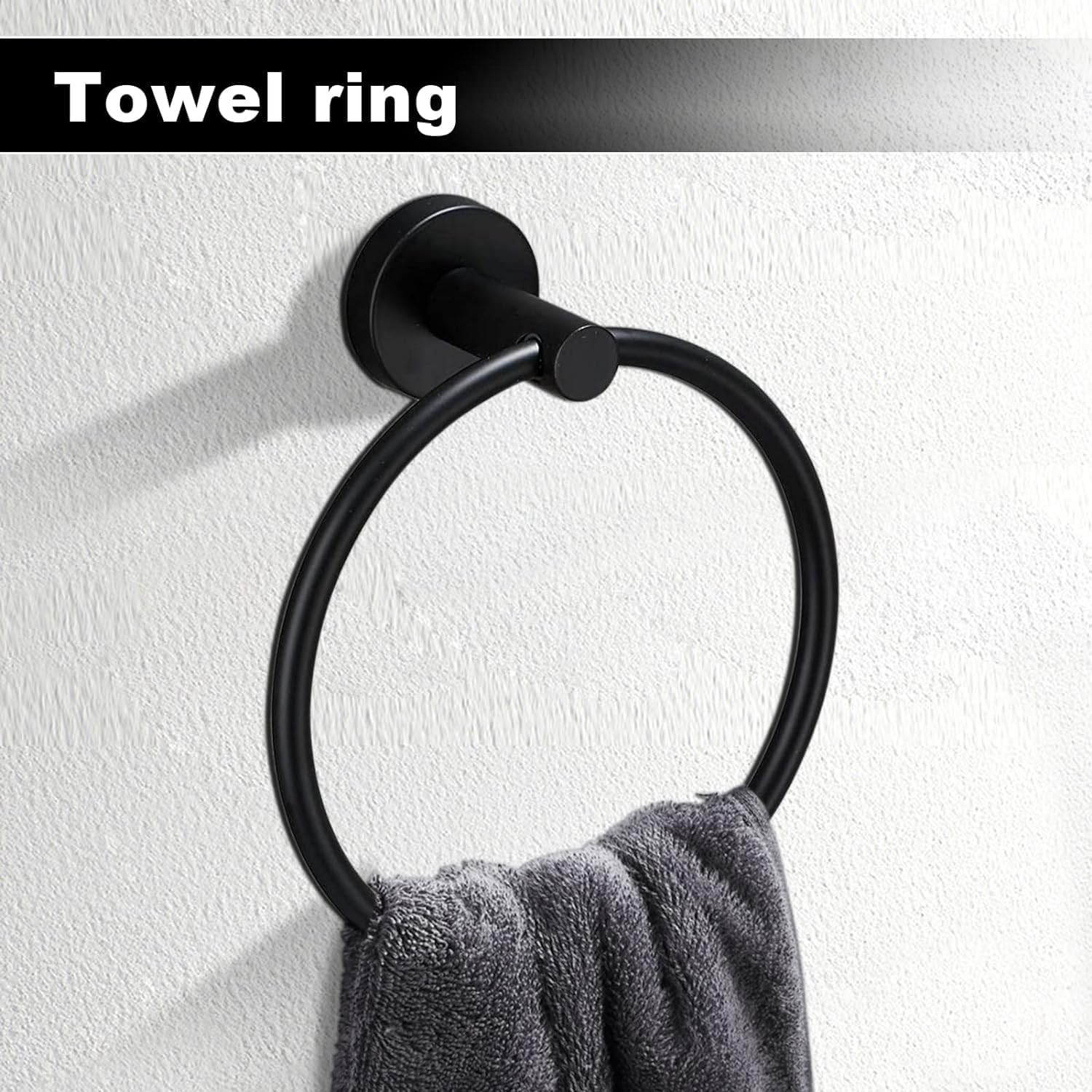 Toptowel 15Sets 23.6Inch Matte Black Bathroom Hardware Set, Include 3PCS 23.6Inch Towel Bar, 3PCS Towel Ring, 3PCS Toilet Paper Holder, 6PCS Robe Hook-Matte Black image number 5