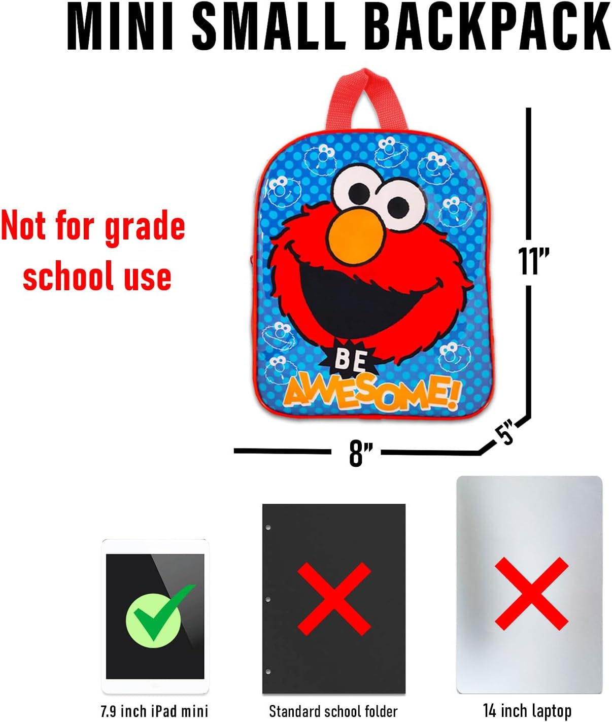Disney Toddler Preschool Backpack 10 Inch Mini Backpack (Elmo) image number 4