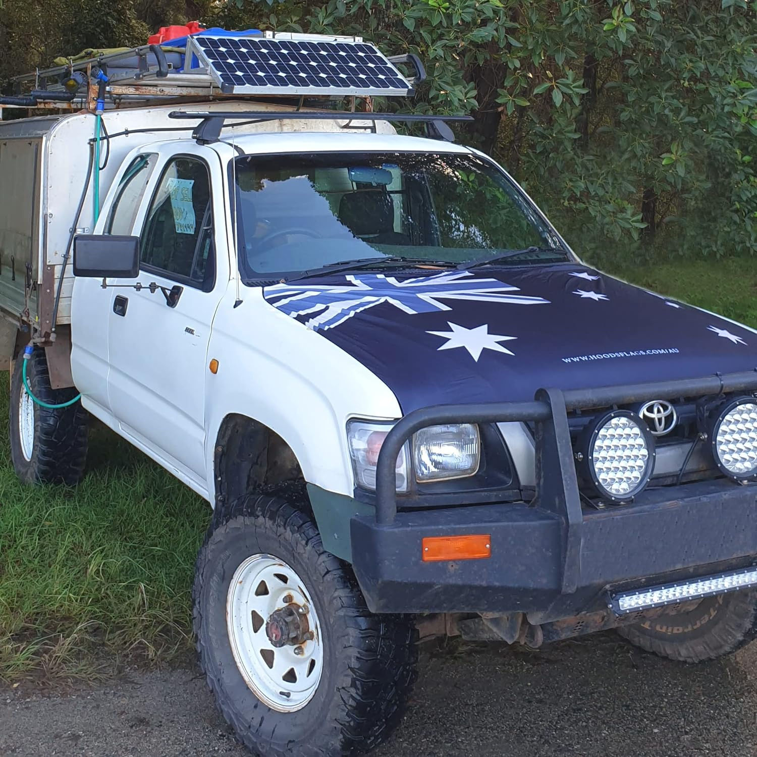 Blackout Australia Flag for Car Bonnet - 120X160Cm Patriotic B&W AU Flag for Car Hood - Premium Sublimation Print Universal Bonnet Fabric Cover + Triangle Fasteners image number 2