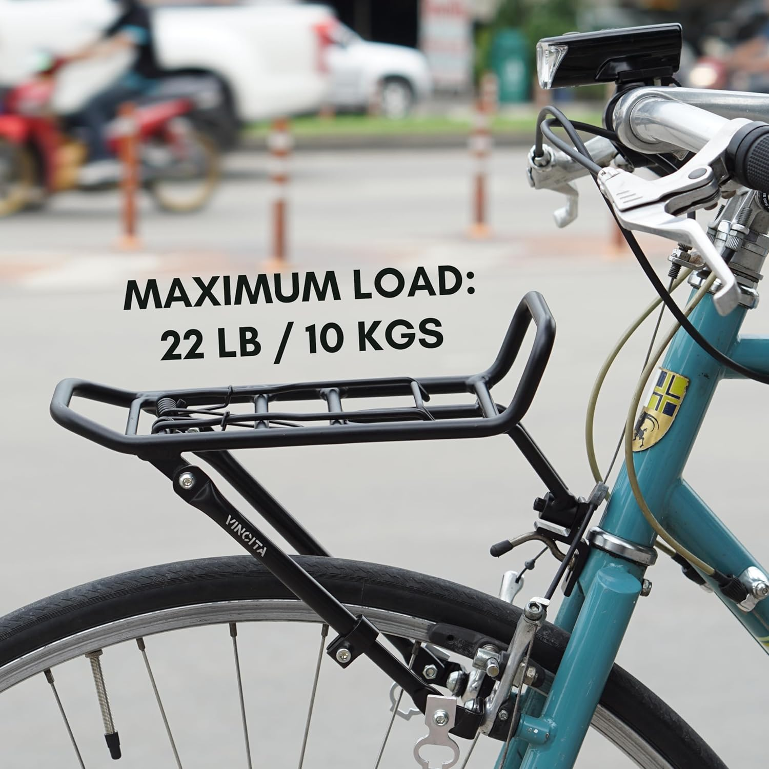 Vincita Front Rack for Bicycle - Cargo Rack for 16"-28" Wheels - Spring Clamp & Bungee Hook Anchor - 22 Lb Load Capacity - Ideal for Road, City, Hybrid Bikes & Ebikes. image number 4