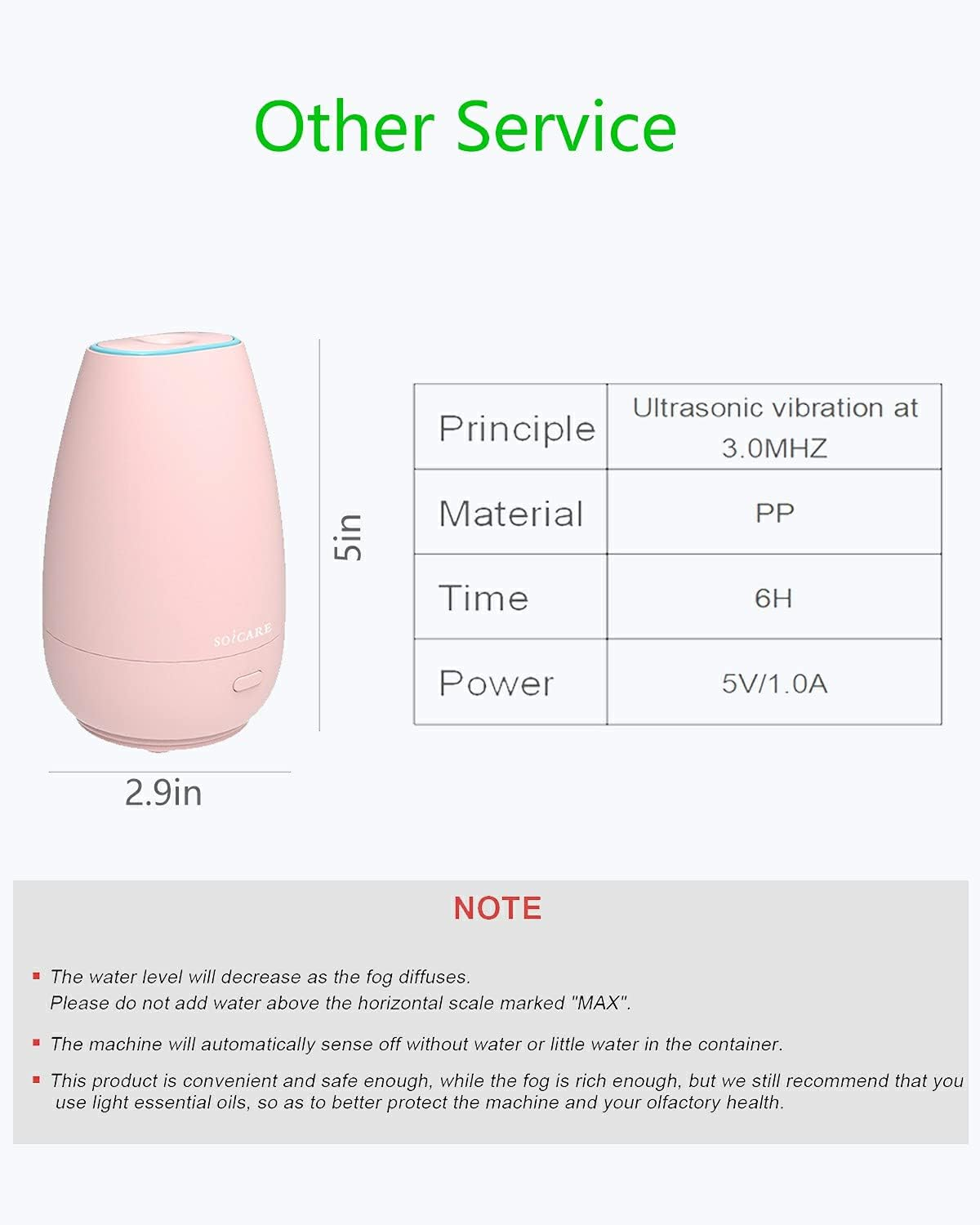 SOICARE Portable Aromatherapy Diffuser, USB Plug-In Car Diffuser, Essential Oils with 7 Color Lights, 2 Switch Modes, Waterless Auto off for Car/Home/Office - Black image number 2