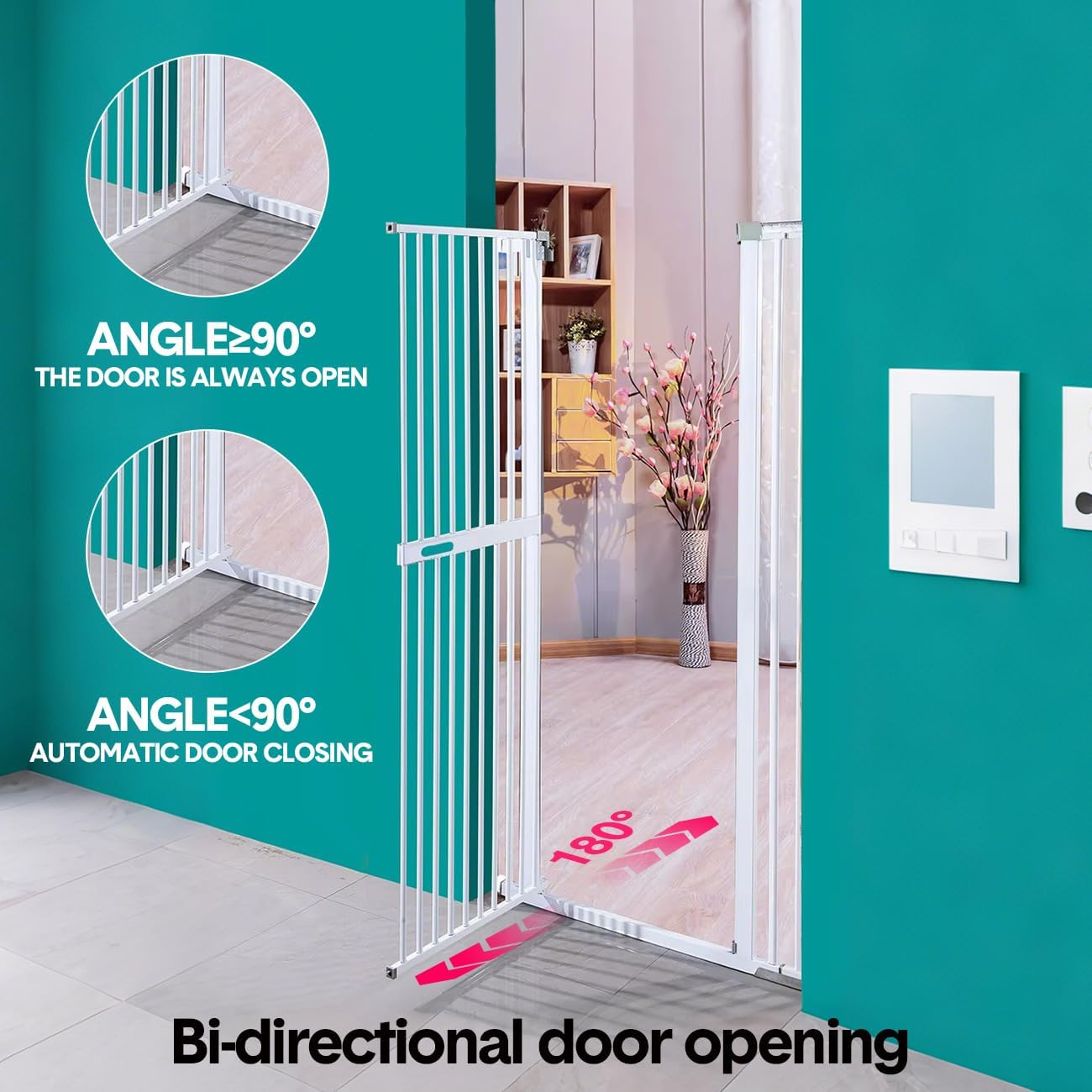 Extra Tall Pet Gate 150Cm | Retractable Pet Safety Gate for Doors, Stairs & Balcony | Adjustable Walk-Through Design with Long Handle | Portable Extension Fence for Dogs L image number 1