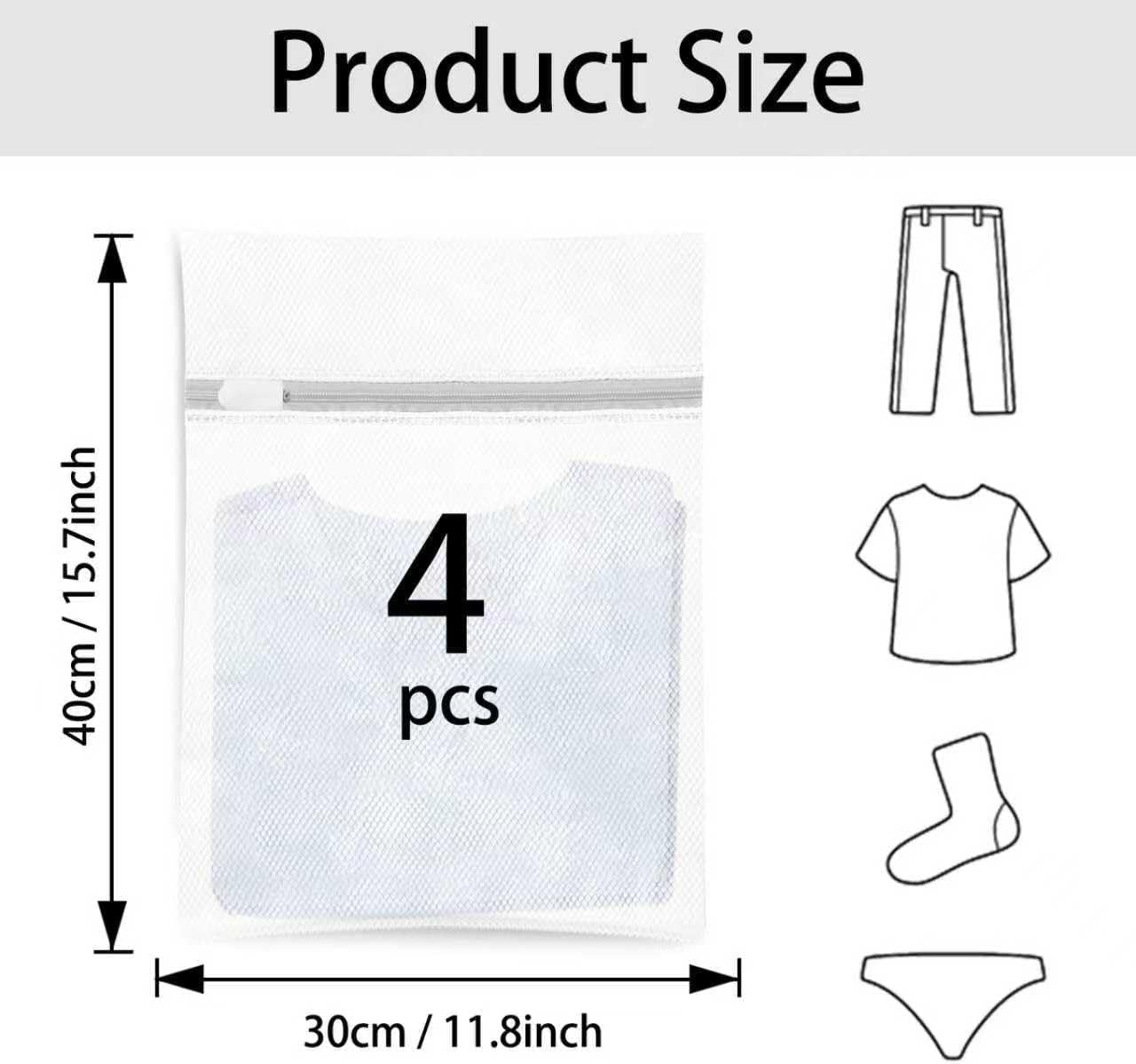Laundry Bag, 4 Pcs Mesh Laundry Bags for Delicates, Washing Bag for Underwear, Bra, Socks, 12 X 16 Inches image number 5