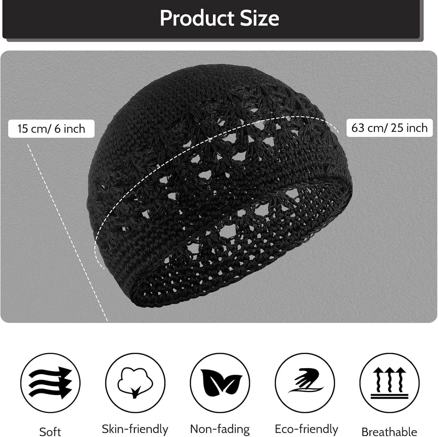 4 Pieces Knit Kufi Hat Crochet Beanie Skull Cap Knit Cap Knitted Stretchy Crochet Hat for Men Women image number 2