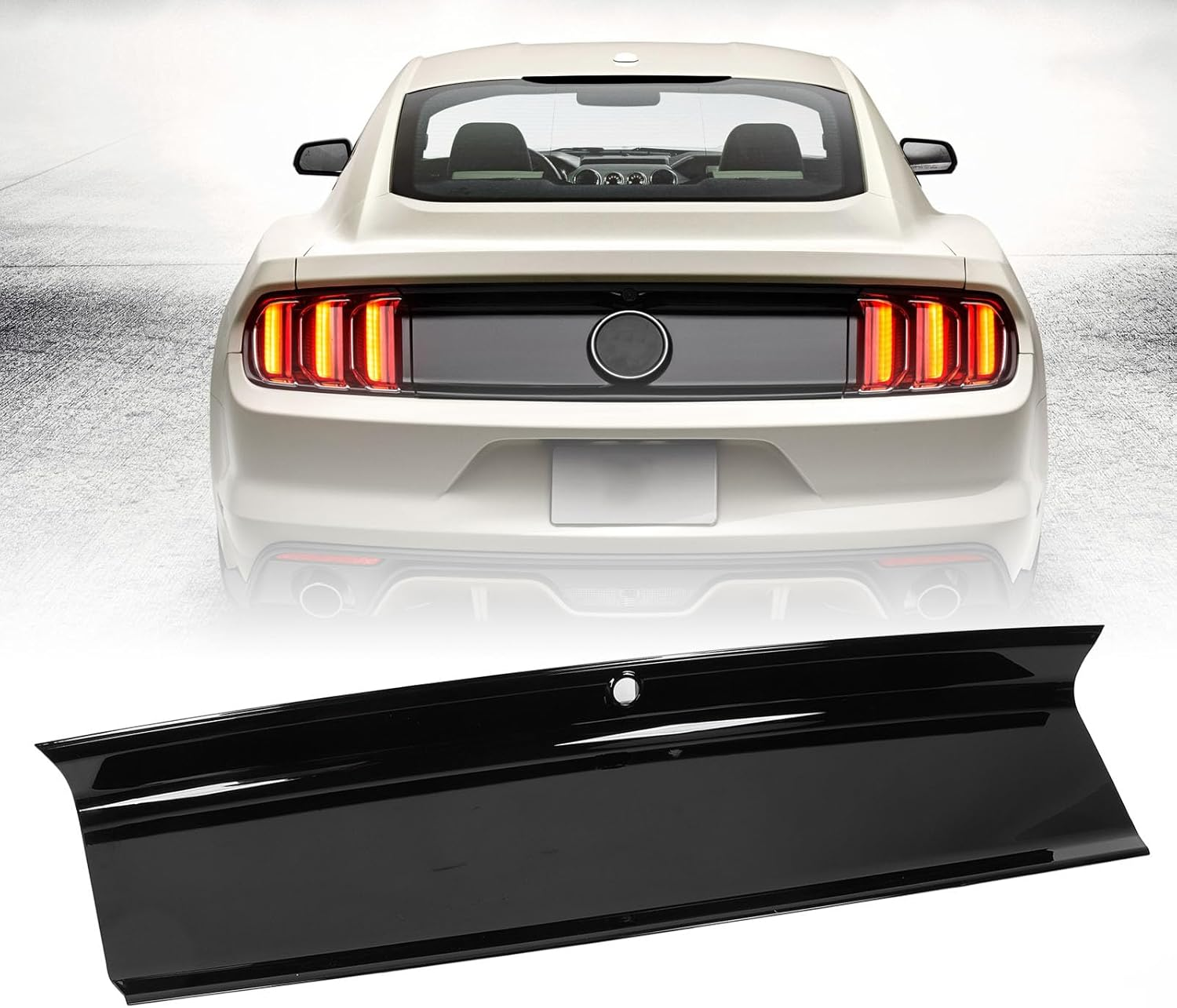 Trunk Decklid Trim Panel Compatible with 2015-2023, Rear Center Trunk Boot Lid Cover Trim, ABS Rear Trunk Cover Panel Decorating Board Glossy Black image number 4